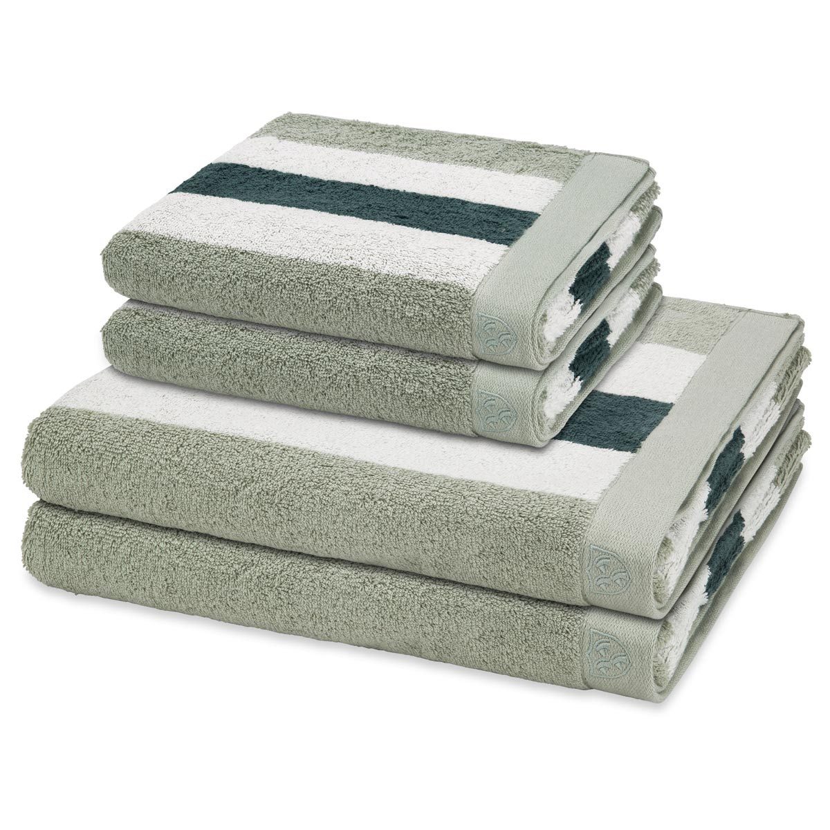 ROSS Handtuch Set Doubleface Stripes, Frottee (Spar-Set, 4-St), 2 X Handtuch 2 X Duschtuch im Set - Baumwolle - Saugstark
