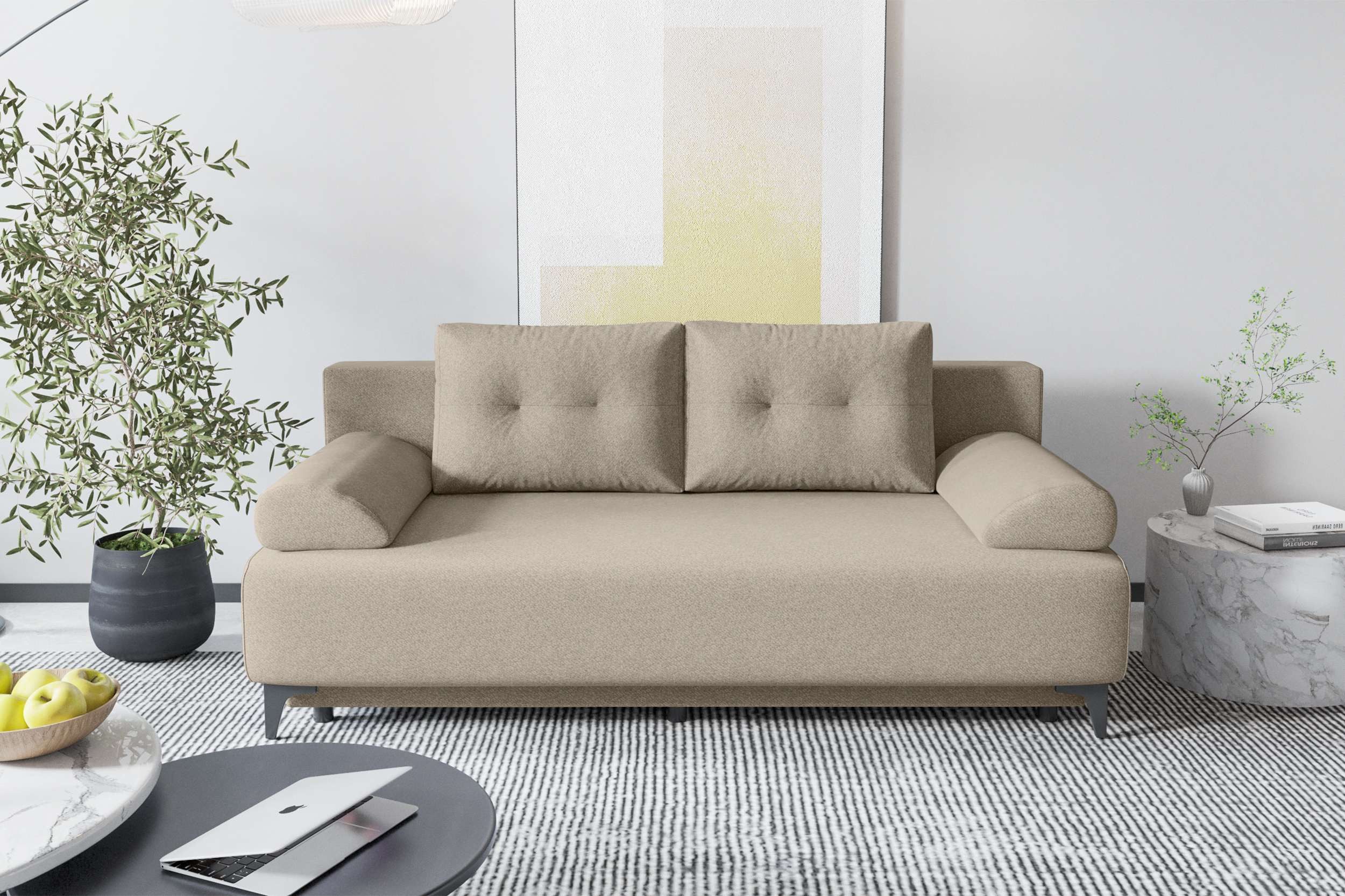 99rooms 3-Sitzer Fiora, Sofa, Inkl. 2 Rückenkissen, 2 Armteilkissen, mit Rundumbezug