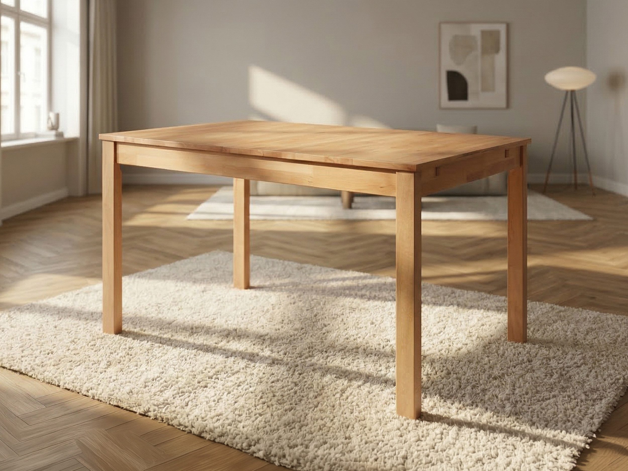 Massivart® Esstisch ausziehbar 125 - 165 cm / Massivholz geölte Kernbuche »VARIUS«, 40 cm Einlegeplatte • keilgezinkte Lamellen