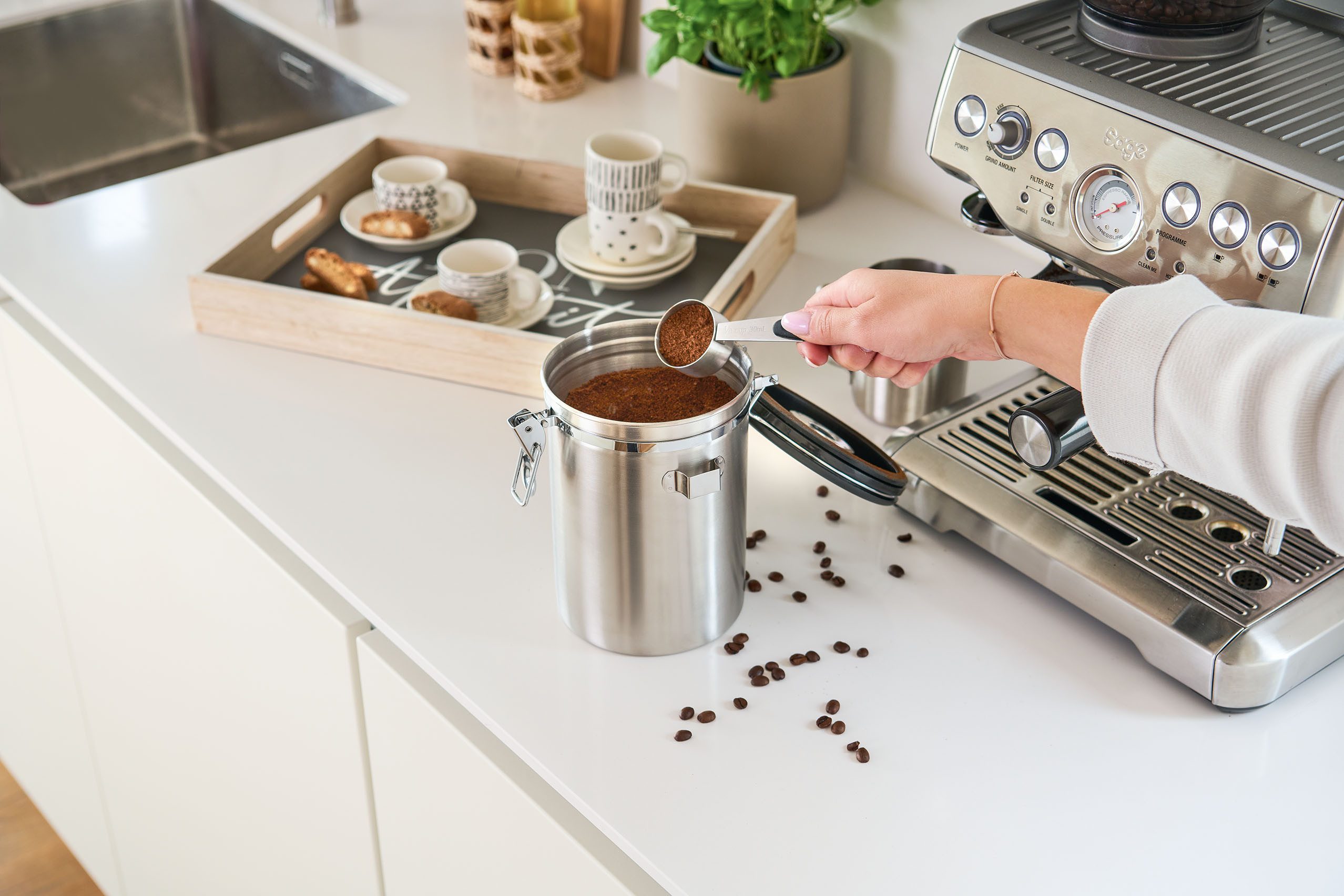 Zeller Present Kaffeedose, Edelstahl, Kunststoff, (1-tlg), mit Datumsanzeige, Löffel