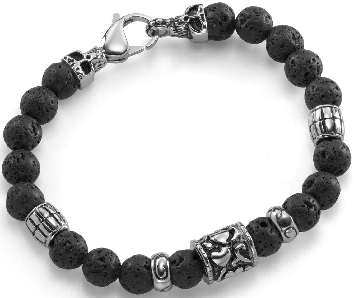 Firetti Armband Schmuck Geschenk Armschmuck Armkette Lavastein Totenkopf, mit Lavastein