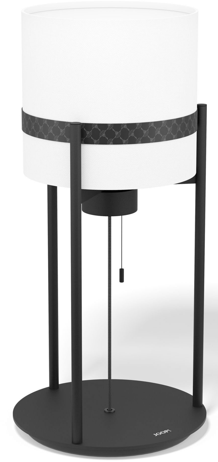 Joop! Tischleuchte ROUND LIGHTS, ohne Leuchtmittel, Warmweiß, mit rundem Textil-Leuchtenschirm und eingelassenem Metall-Dekorband | Tischlampen