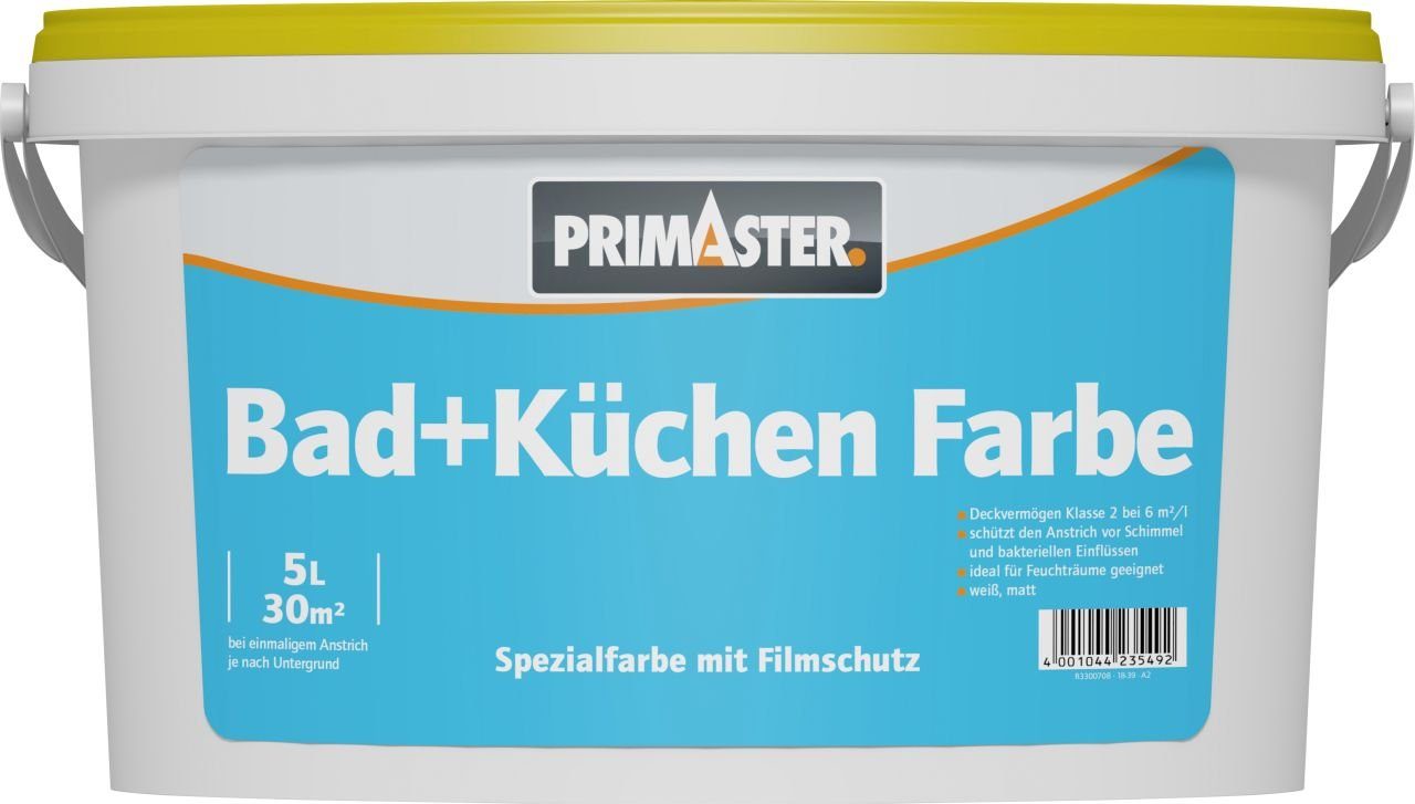 Primaster Wandfarbe Primaster Bad & weiß 5 L Küchenfarbe matt