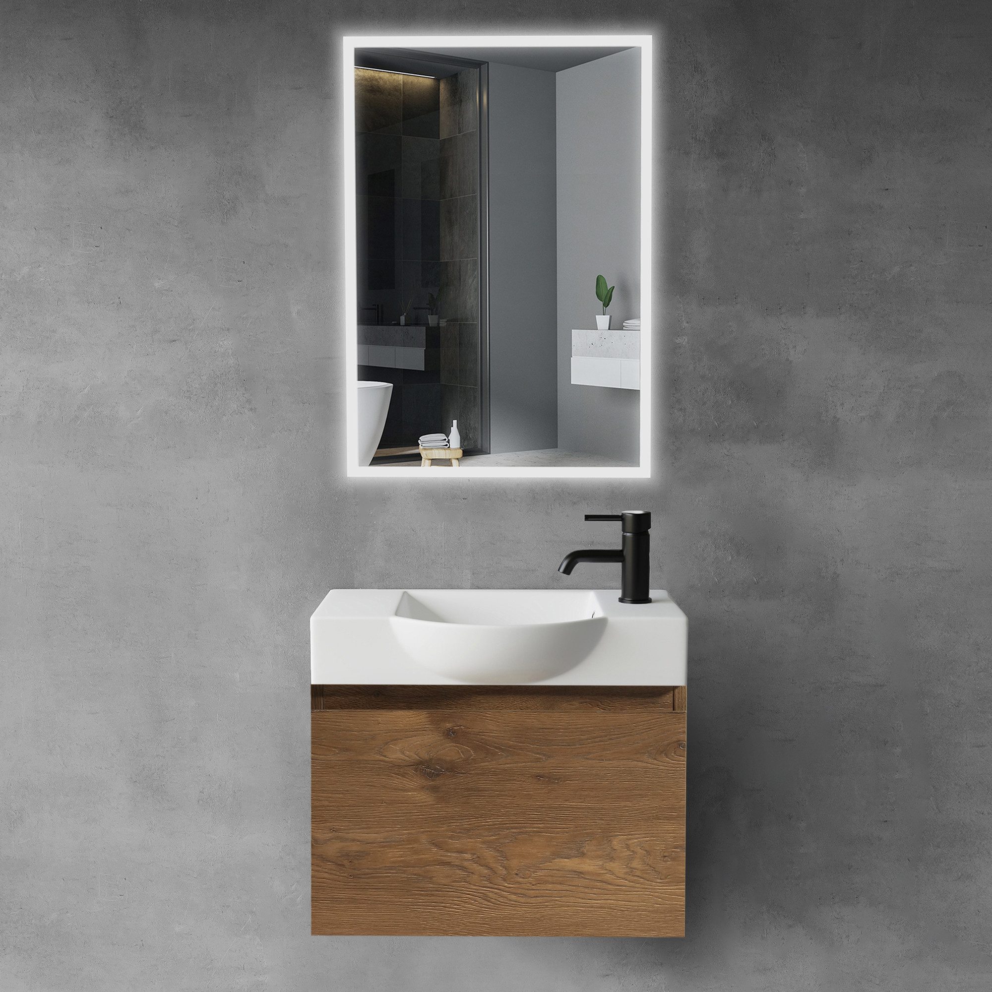 Alpenberger Badmöbel-Set Waschbecken mit Unterschrank 55 cm Breit, (Waschti günstig online kaufen