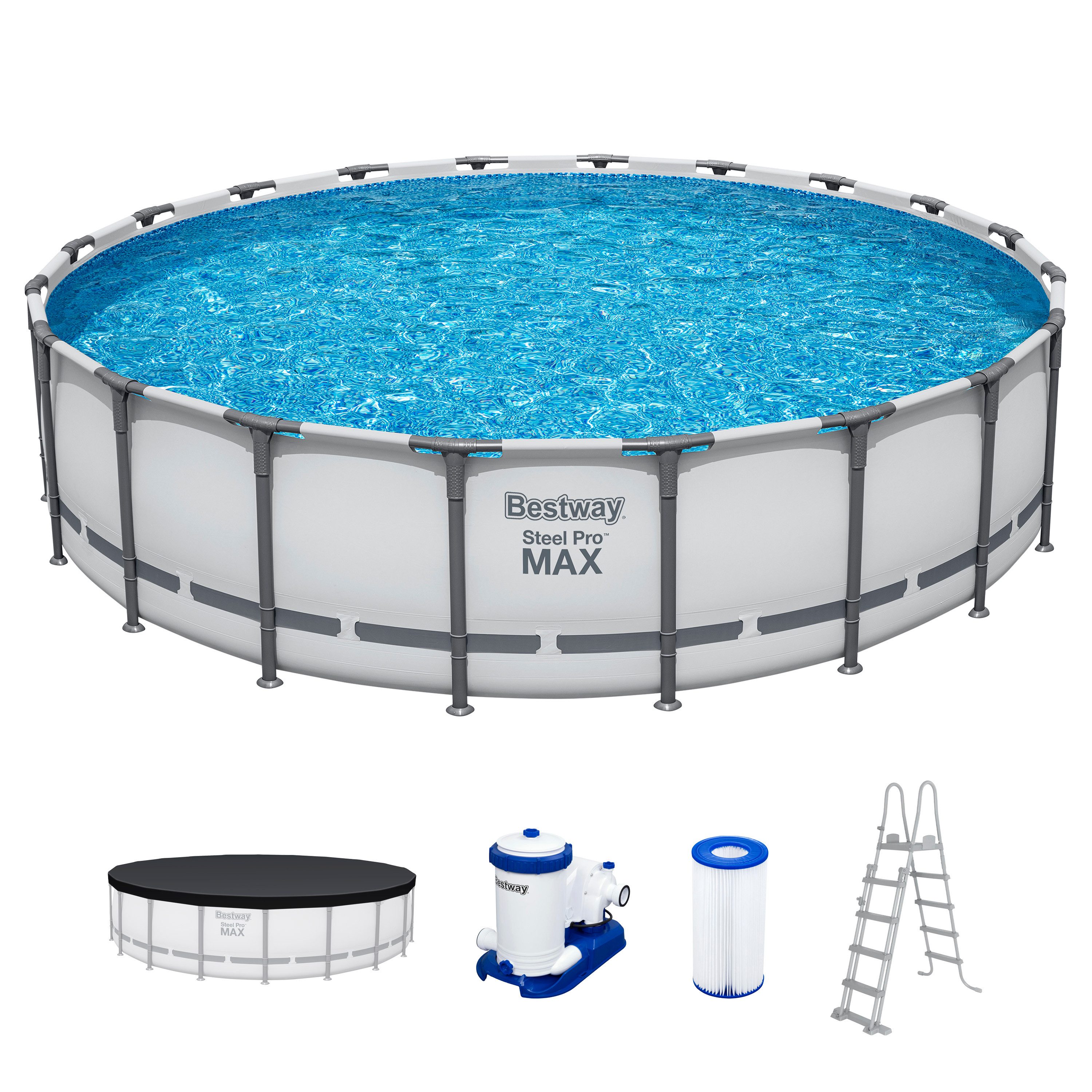 Bestway Framepool Steel Pro MAX™ (Set, Inkl. Filterpumpe), Ø 610 x 132 cm