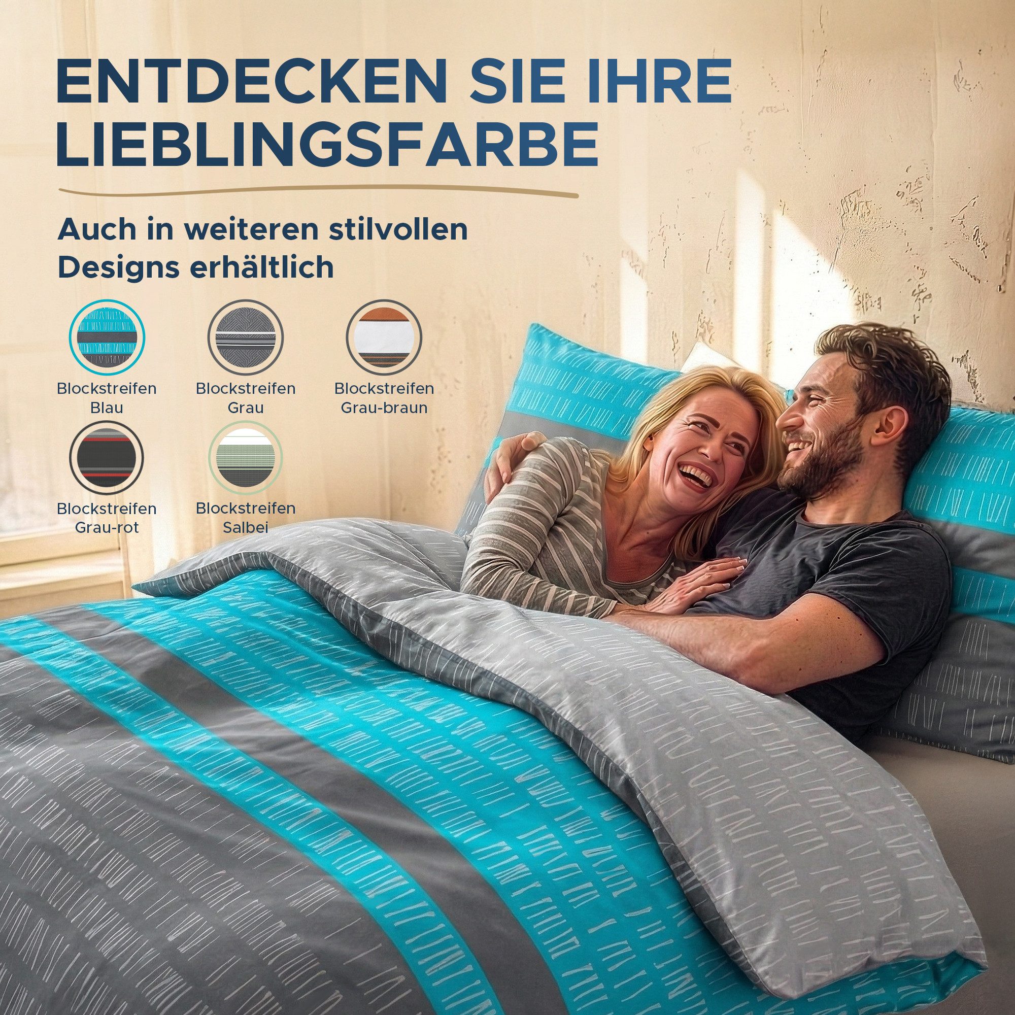 Malika Bettwäsche 135x200 + 80x80 cm atmungsaktiver Baummwoll Renforce Bettbezug, Renforce Baumwolle, 2 teilig, Für Allergiker geeignet, pflegeleicht, angenehm weicher Stoff