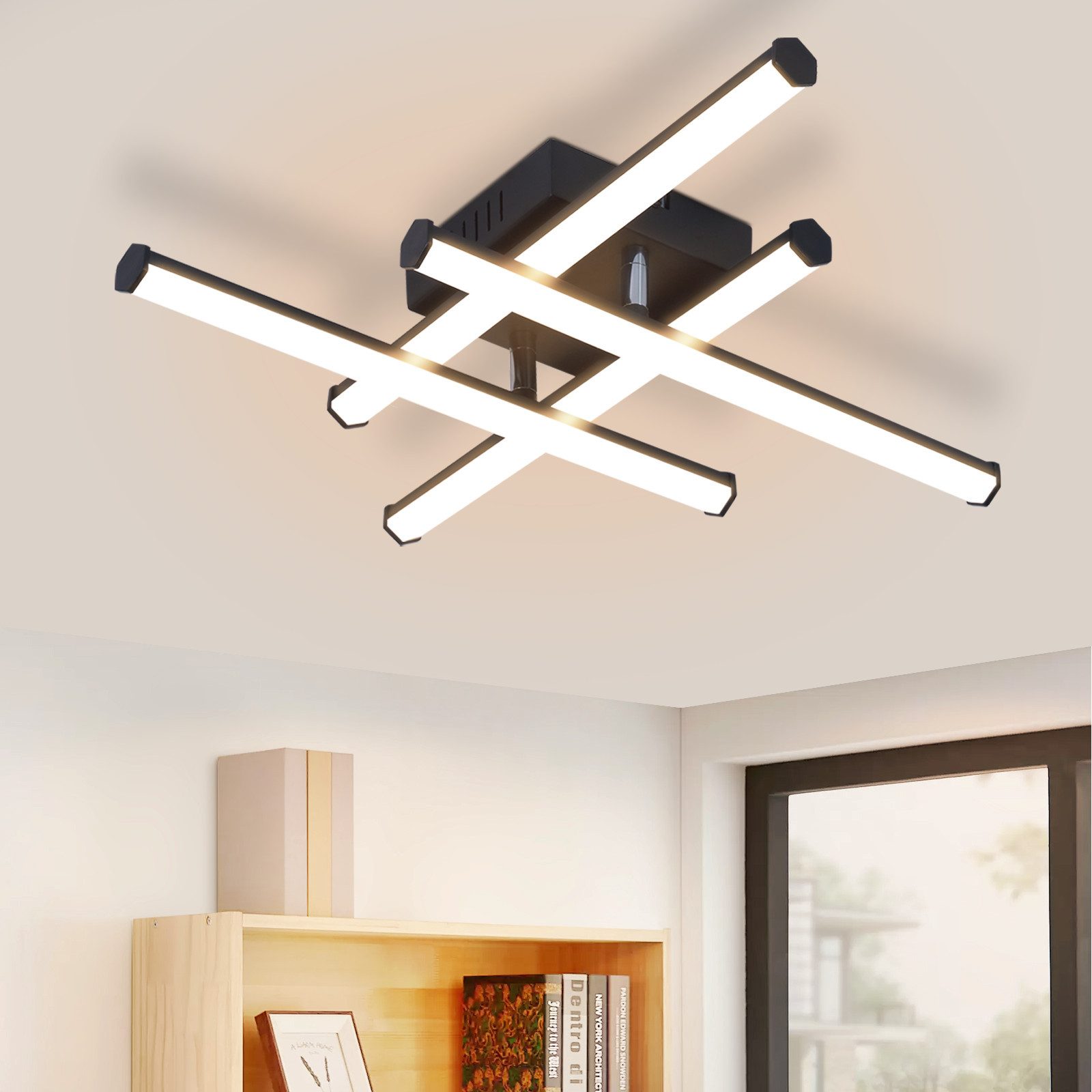 Nettlife LED Deckenleuchte Wohnzimmer Modern Schwarz 24W 3000K Warmweiß Sch günstig online kaufen