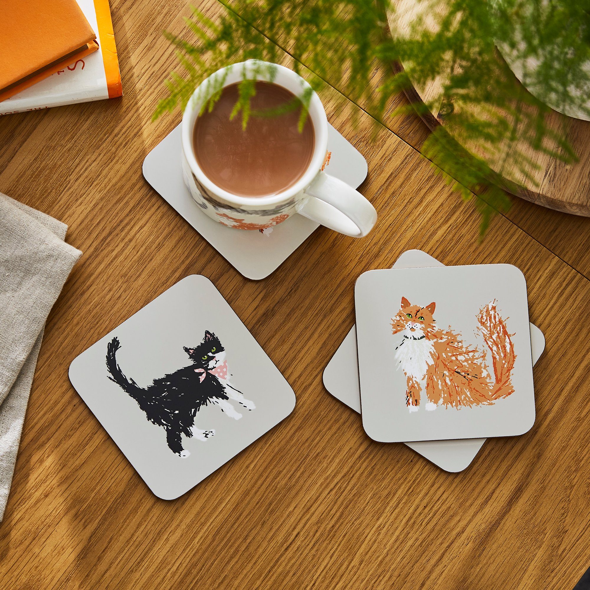 Ulster Weavers Getränkeuntersetzer Feline Friends, Set, 4-tlg., Glas-/Tassen Untersetzer Tischuntersetzer ca.10,5x10,5x0,5cm