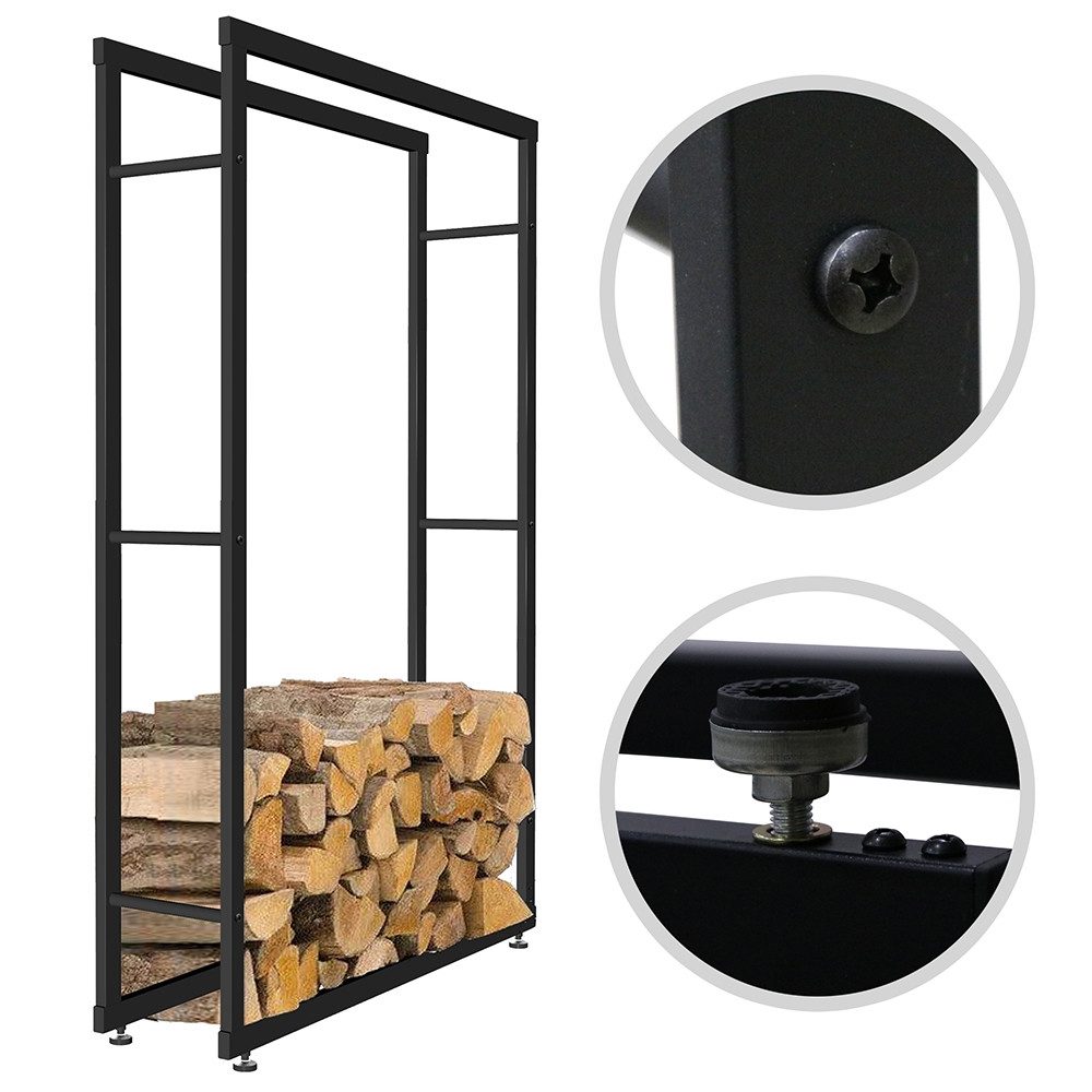 Mucola Kaminholzregal Kaminholzständer Brennholzregal Kaminholzablage Holzregal, (Stück, Holzregal), Pulverbeschichtet