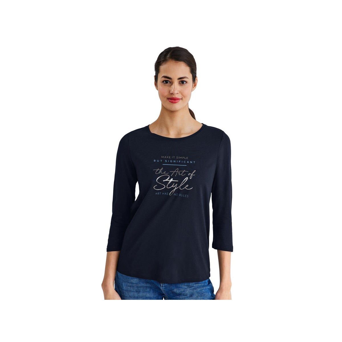 STREET ONE Rundhalsshirt dunkel-blau (1-tlg) deep blue