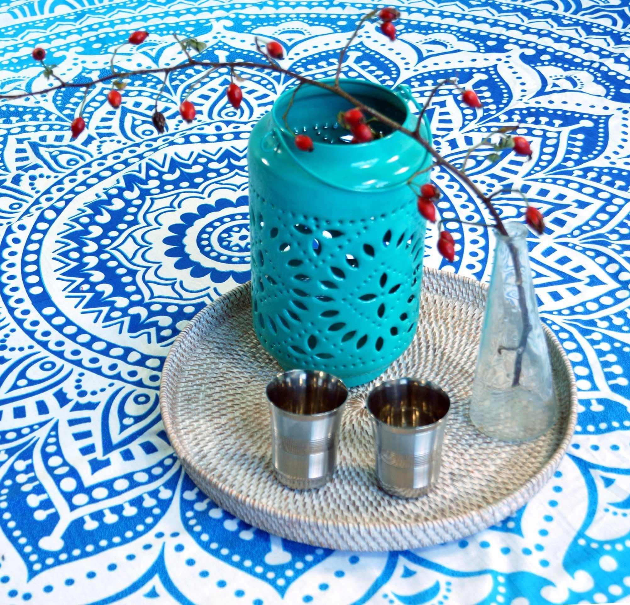 Guru-Shop Tagesdecke Rundes indisches Mandala Tuch, günstig online kaufen