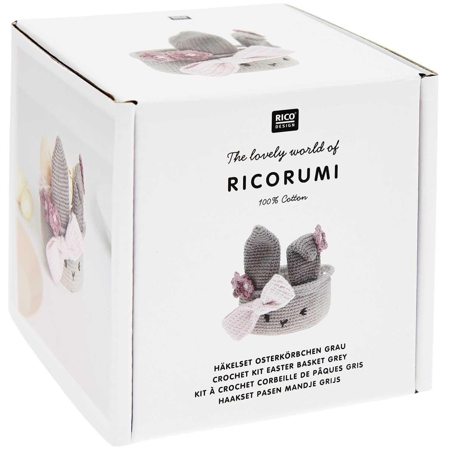 Rico Design Grußkarte Ricorumi Häkel-Set "Oster-Körbchen grau"