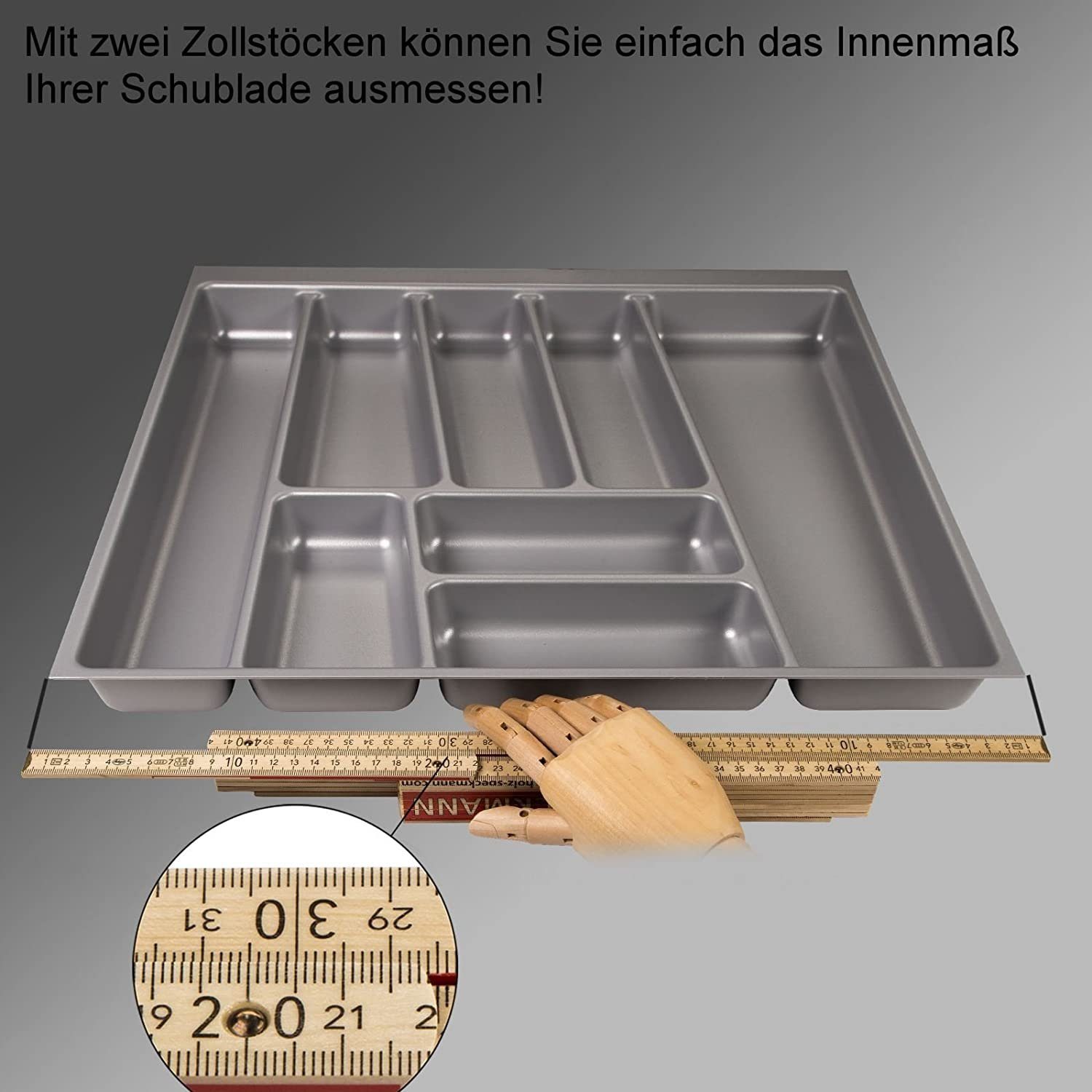 SO-TECH® Besteckeinsatz ORGA-BOX® II Besteckeinsatz silbergrau, für Nobilia Schubladen mit Korpusbreiten 300 - 900 mm