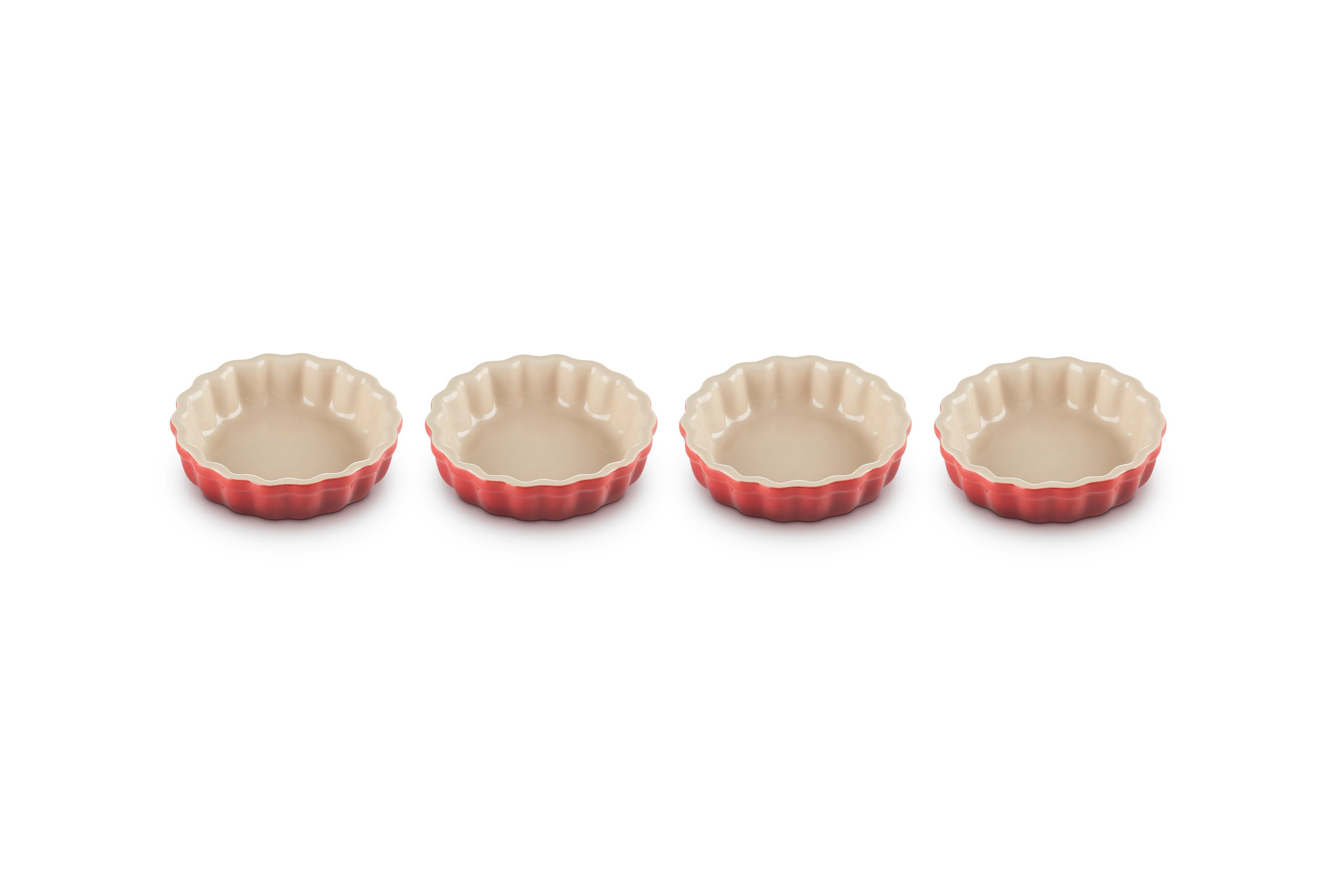 LE CREUSET Tarteform 4er-Set Tarteförmchen aus Steinzeug, Je 200 ml/Ø 11 cm