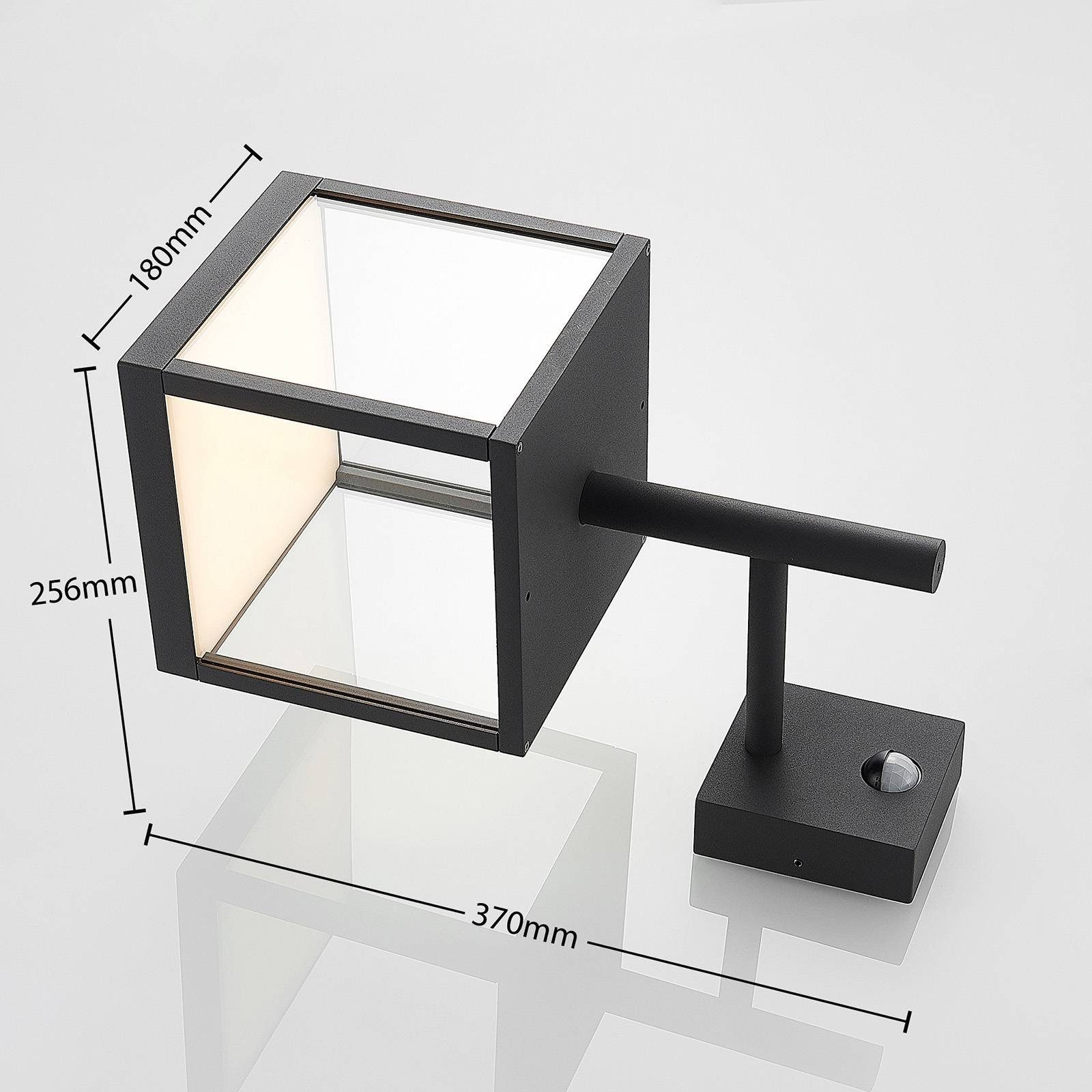 graphitgrau, Cube, inkl. Glas, LED-Leuchtmittel Modern, flammig, klar, Lucande verbaut, fest Aluminium, 1 warmweiß, Außen-Wandleuchte