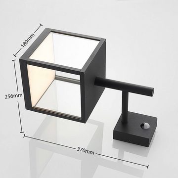 Lucande Außen-Wandleuchte Cube, LED-Leuchtmittel fest verbaut, warmweiß, Modern, Aluminium, Glas, graphitgrau, klar, 1 flammig, inkl.