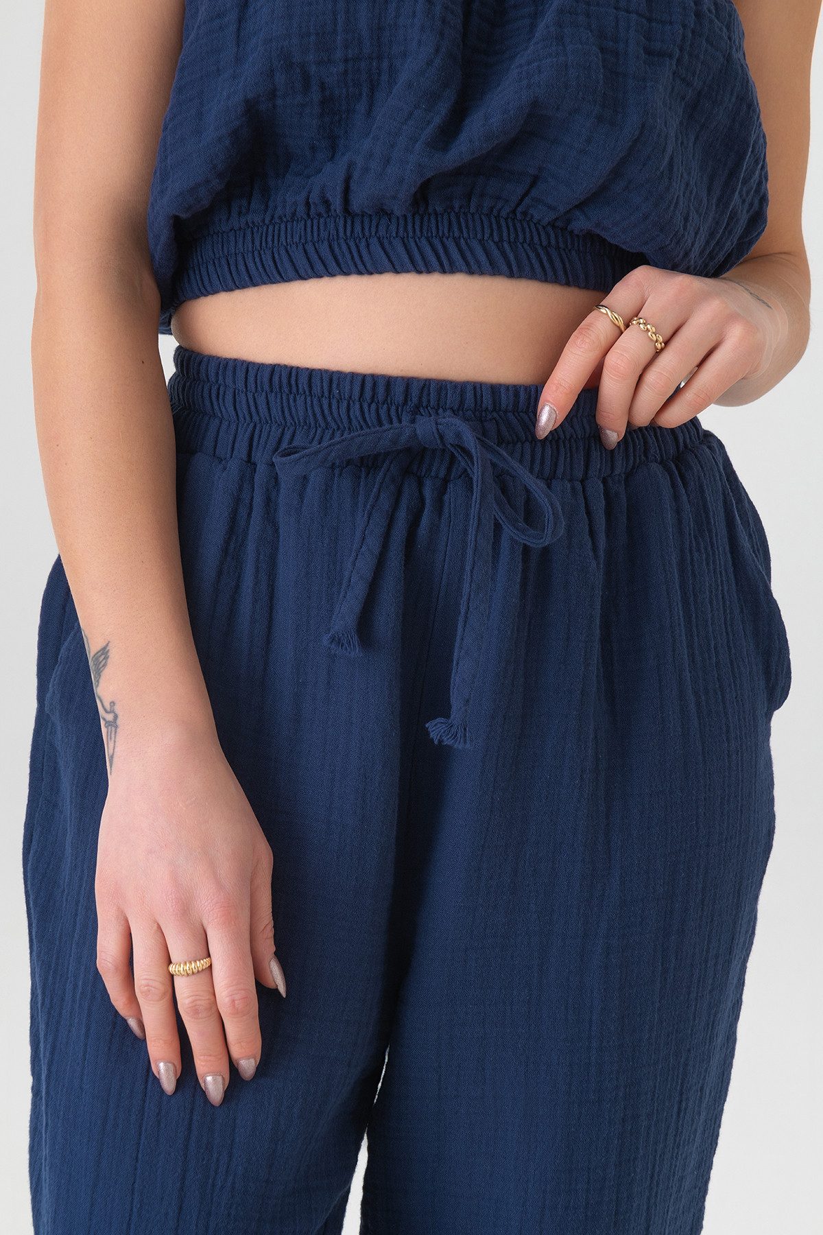 WENOR Schlupfhose Musselin Damen Hose 100 % Baumwolle Sommerhose elastische günstig online kaufen