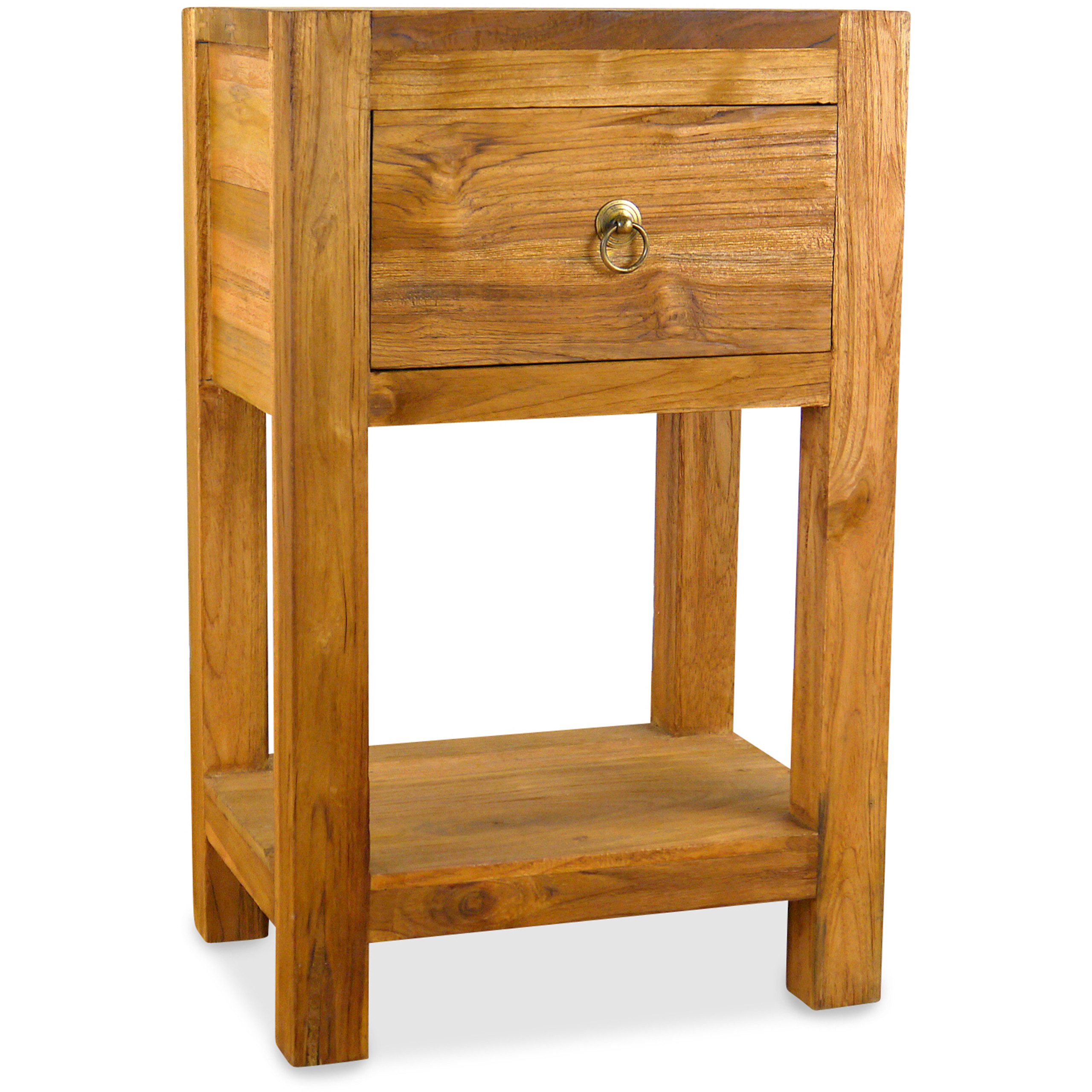 livasia Nachttisch Nachtschrank mit Schublade aus Java, Teakholz,40x30x65cm