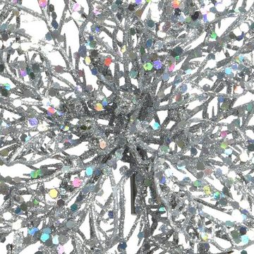 Decoris season decorations Weihnachtsbaumklammer, Weihnachtsstern - Kunststoff Blume auf Clip 23cm silber