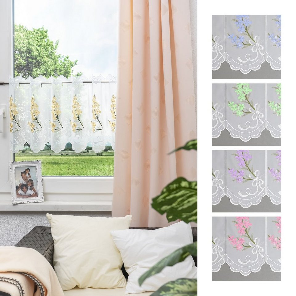 Scheibengardine Blütenträume, Plauener Spitze®, (1 St), transparent, HxB  45x48cm