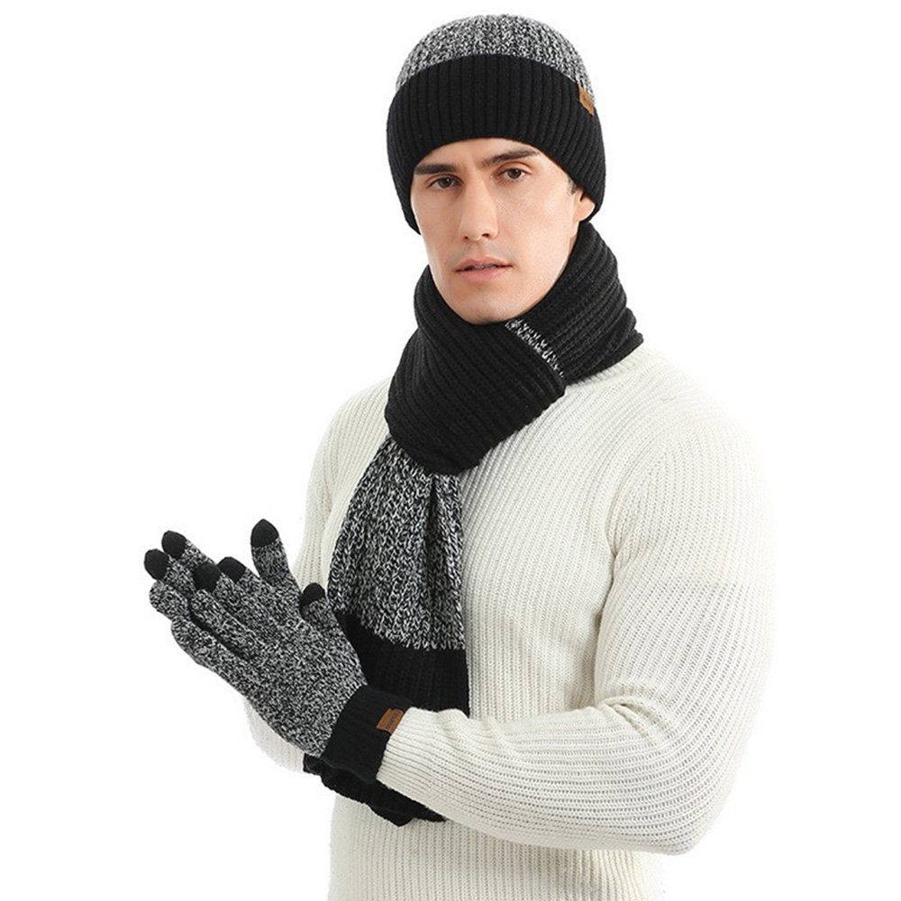 Warme PFCTART Mütze, Wärme dreiteiliges Schal, Mütze Set,Winterliche Schal & Handschuhe,