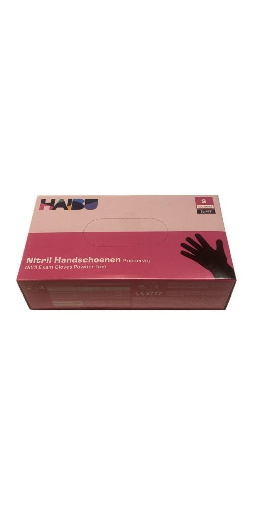 Einweghandschuhe Haibu Nitril Handschuhe Puderfrei Schwarz Größe S - 100 Stk