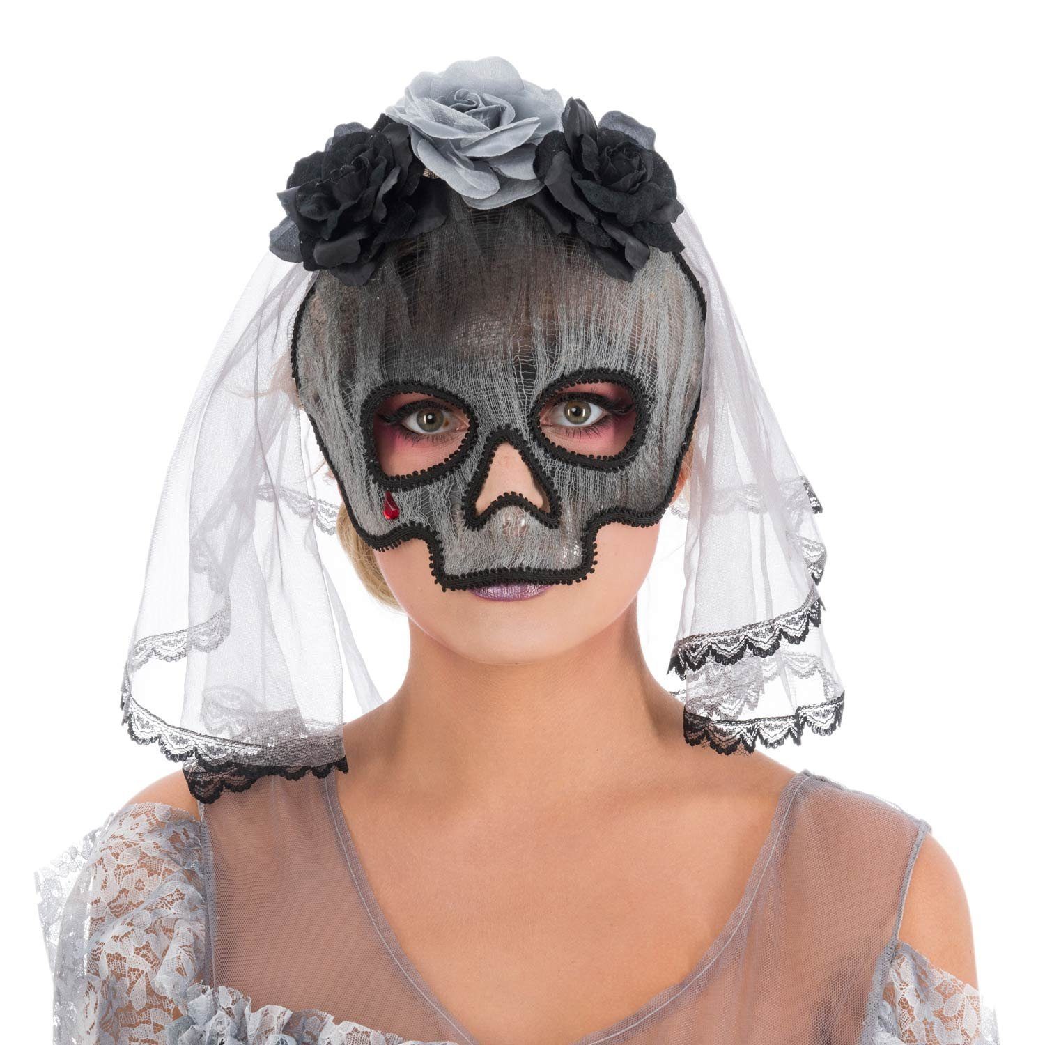 CHAKS Verkleidungsmaske Halloween Maske Day of the Dead 'Geisterbraut', G