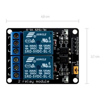 kwmobile 3x 2 Kanal Relais Modul mit 5V für Arduino Elektro-Adapter, 5,00 cm