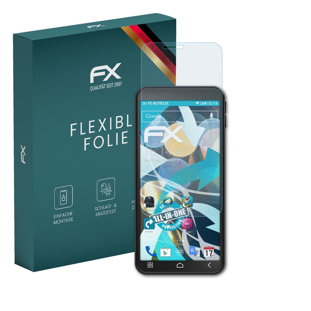 atFoliX Schutzfolie Displayschutzfolie für Emporia Smart.Me 7, (3 Folien), Ultraklar und flexibel