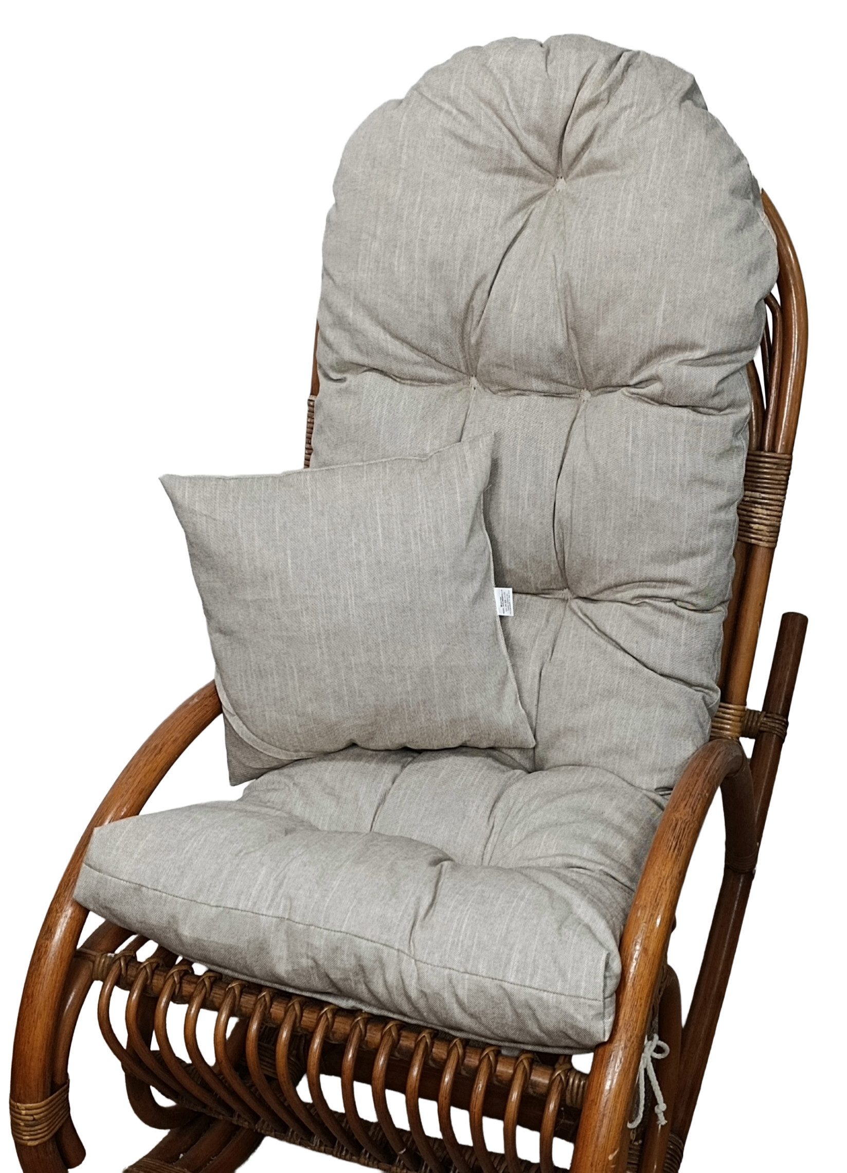 Rattani Polsterauflage Polster für Schaukelstuhl Liegestuhl 130x50x10 cm + Zierkissen 40x40, (Polster für Schaukelstuhl + Dekokissen), Stoff Uni Boheme Taube . Viele weitere Farben lieferbar .