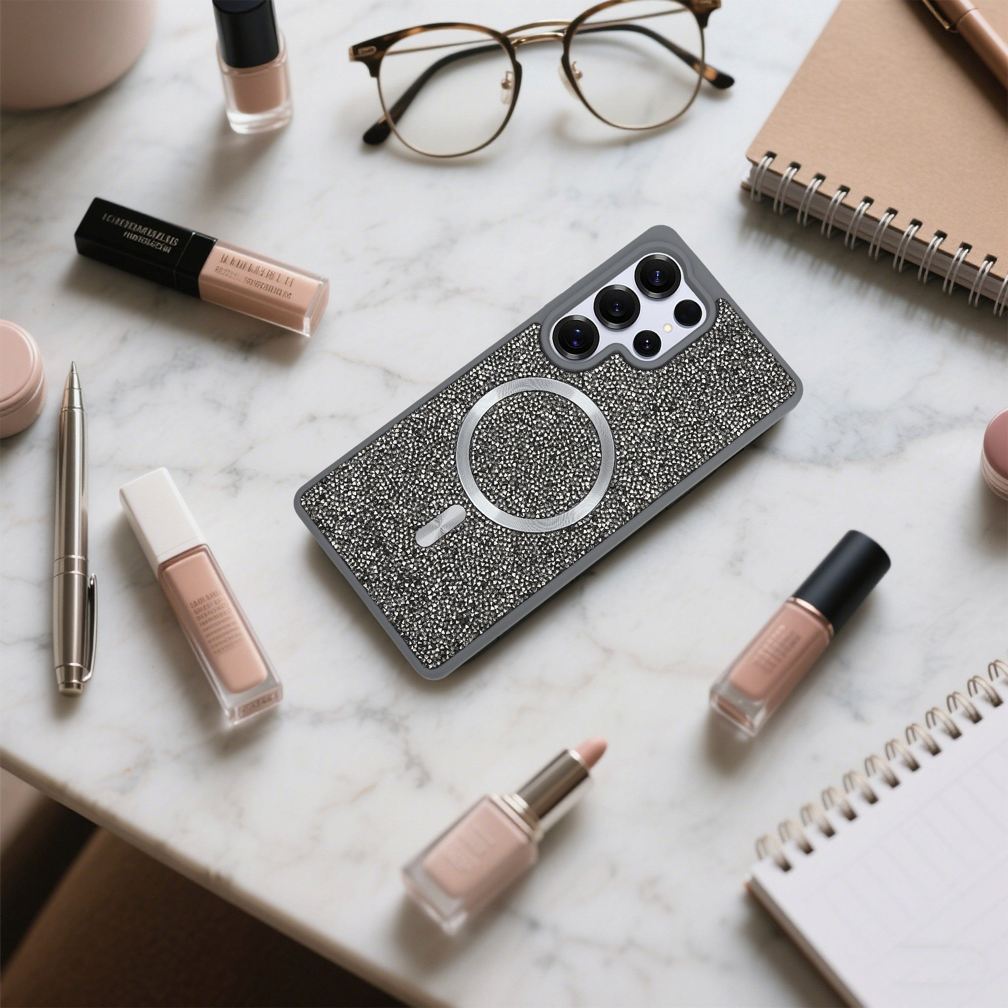 Cadorabo Handyhülle Samsung Galaxy S25 Ultra, Hülle Schutzhülle Case Cover kompatibel mit Magsafe Diamant Glitzer