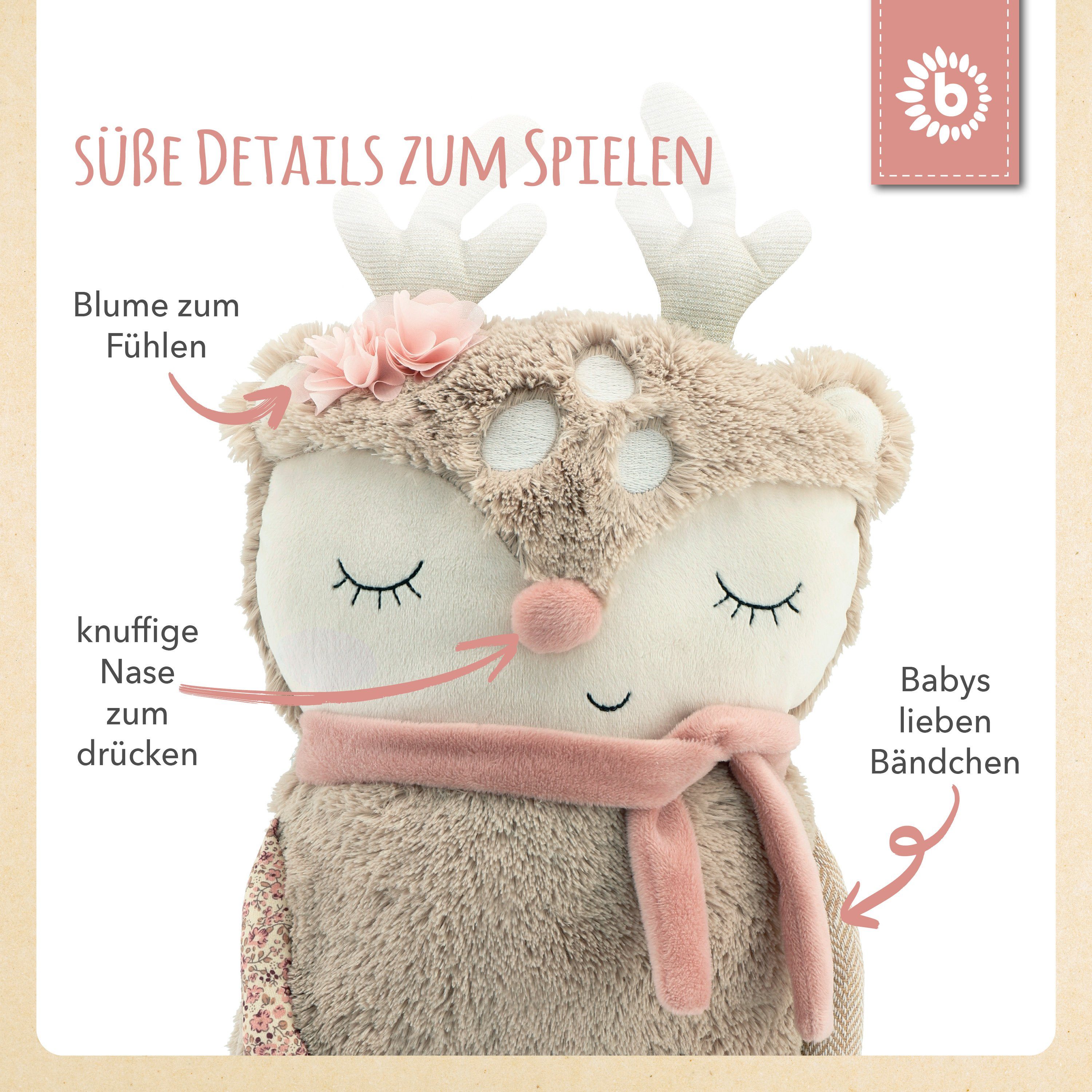 BIECO Plüschfigur Bieco Plüsch Reh Spieltier Baby ca. 55 cm niedliches Baby Kuscheltier