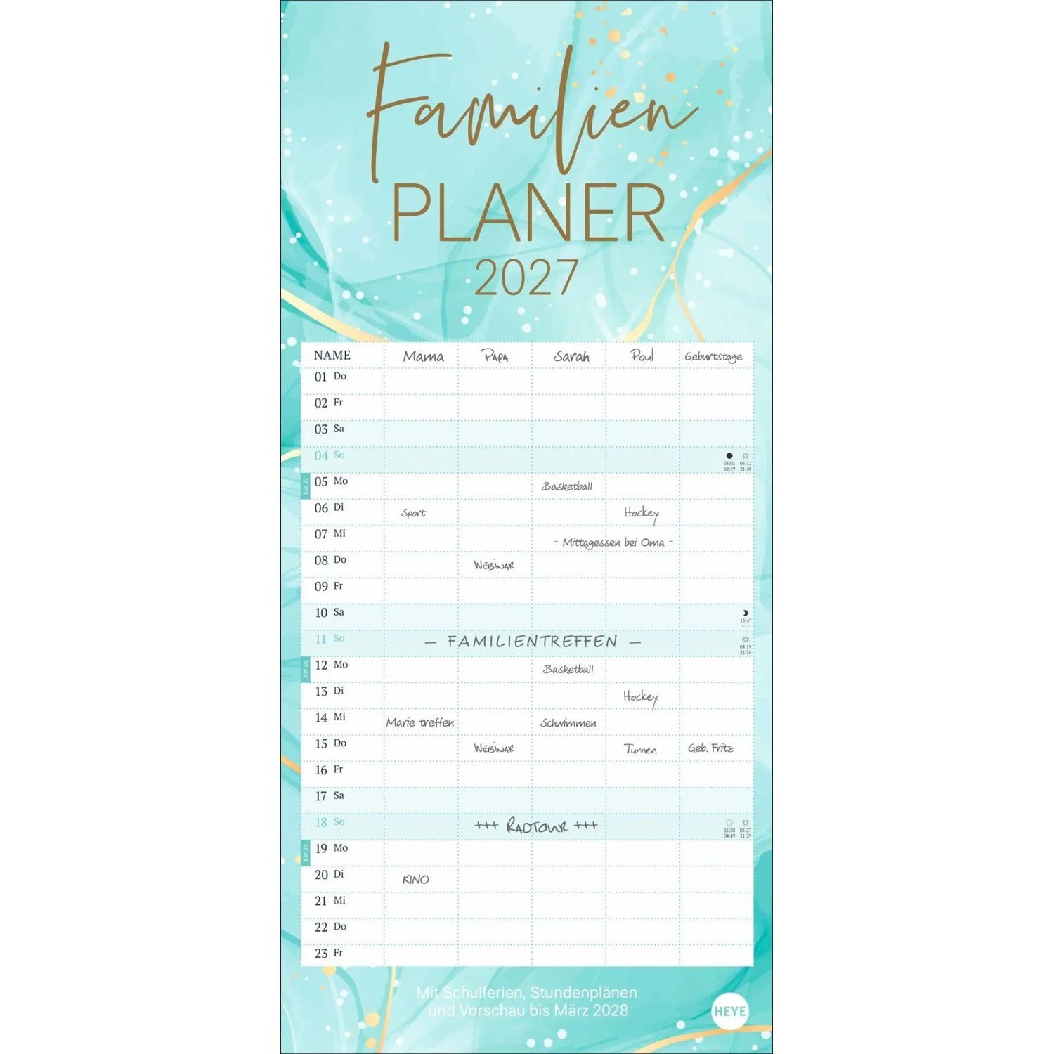 HEYE Wandkalender Watercolor Familienplaner 2027