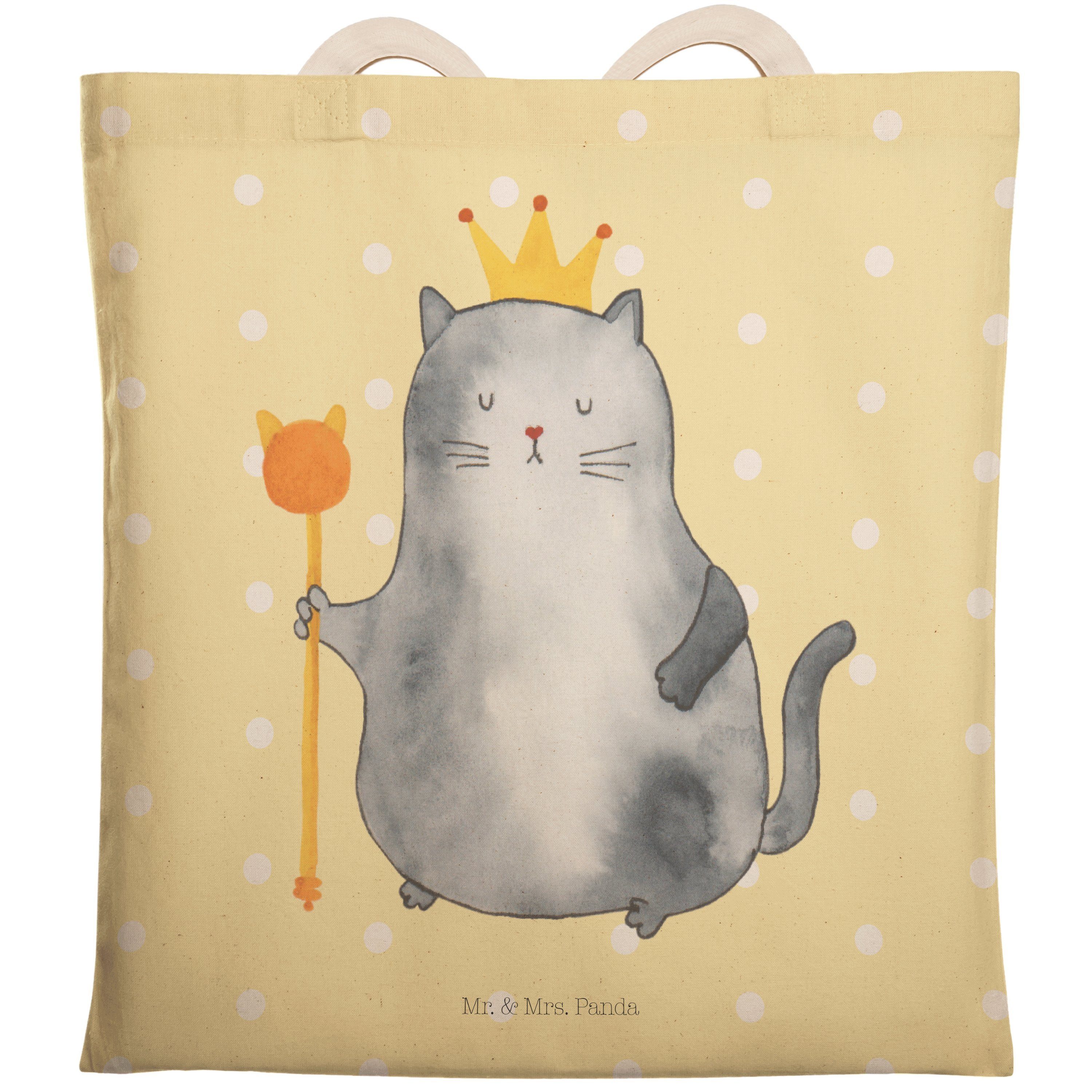 Koenig Katzen Geschenk, Beuteltasche, Tragetasche Panda Mrs. & Katz Mr. - Haustier, Pastell - (1-tlg) Gelb