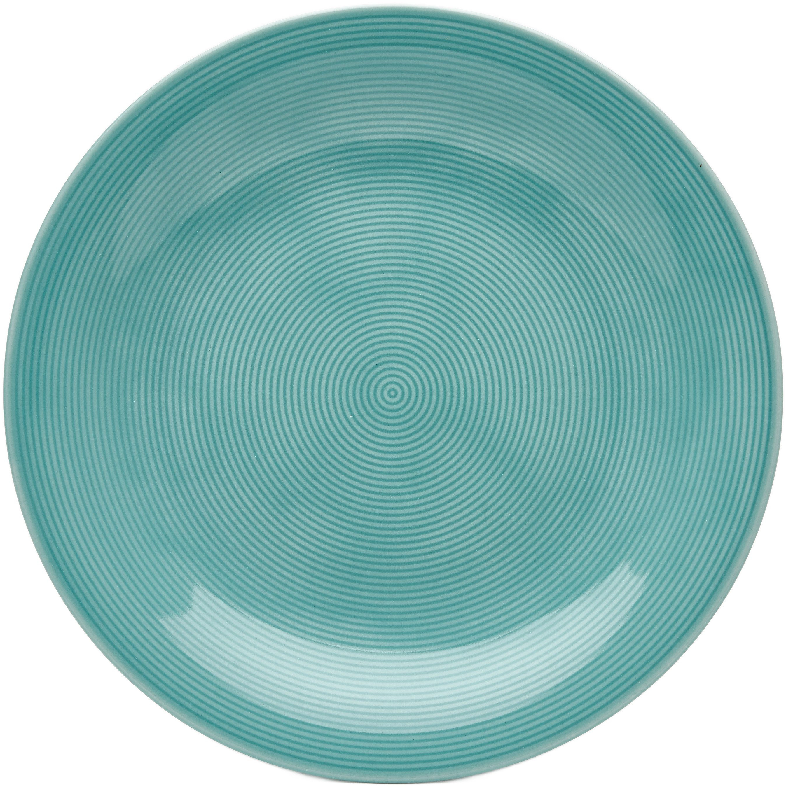 van Well Speiseteller Teller Set, Jive, flacher Teller 25 cm, 6 Stück, (6 St), dezentes Spiraldekor, spülmaschinen-und mikrowellengeeignet