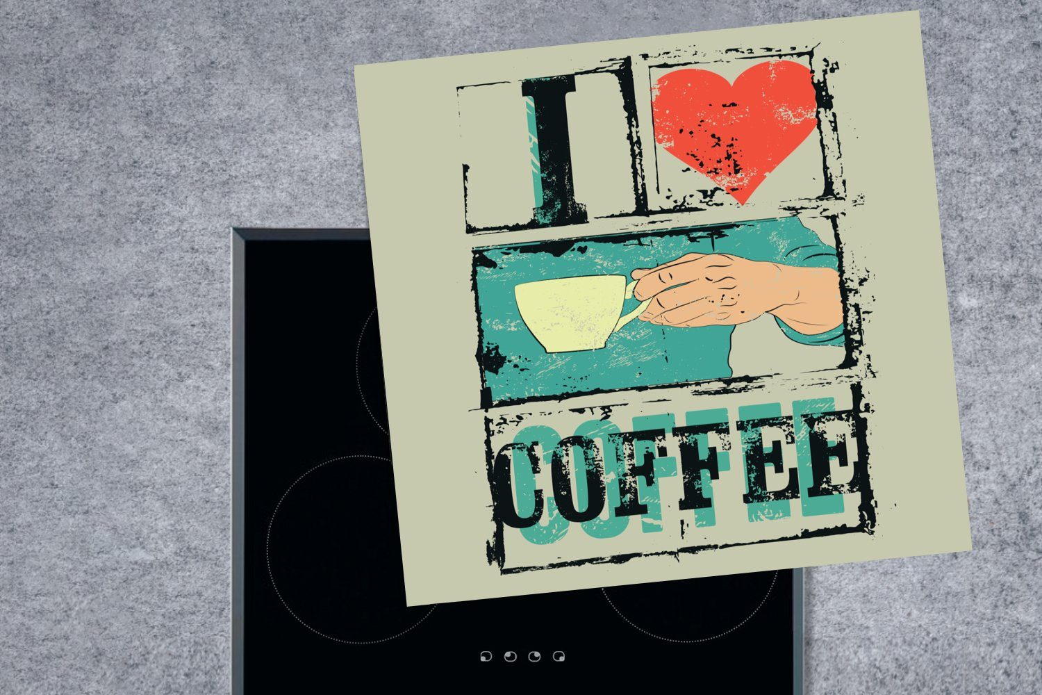 Kaffee Zitate Vintage (1 Herdblende-/Abdeckplatte Ceranfeldabdeckung, - - - Sprichwörter, cm, liebe 78x78 Vinyl, Arbeitsplatte für Kaffee MuchoWow Ich - tlg), küche