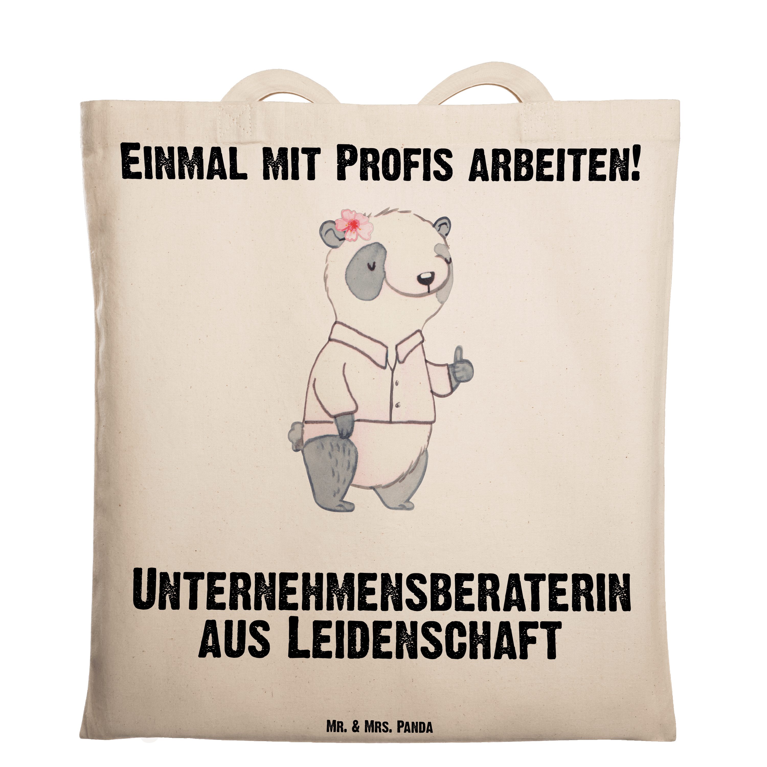 Mr. & Mrs. Panda Tragetasche Unternehmensberaterin aus Leidenschaft - Transparent - Geschenk, Jute (1-tlg) | Canvas-Taschen