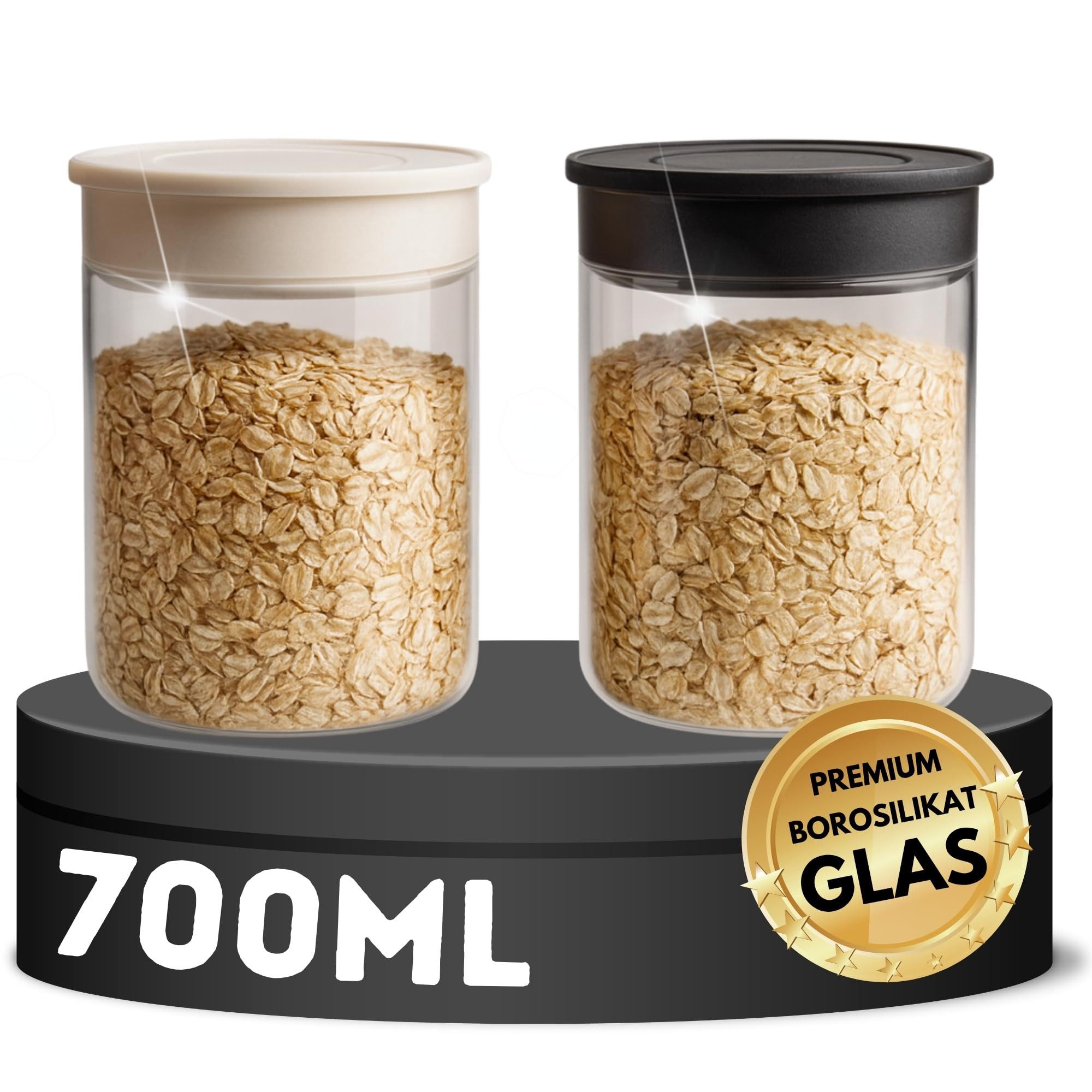 TronicXL Vorratsglas Банки для хранения 700ml Vakuum Borosilikat Glas Aufbewahrung Vorratsglas, Glas, (Glasbehälter mit Deckel, 2-tlg., Vorratsdose), Vakuumverschluss Küche Haushalt Lebensmittel luftdicht 0,7L