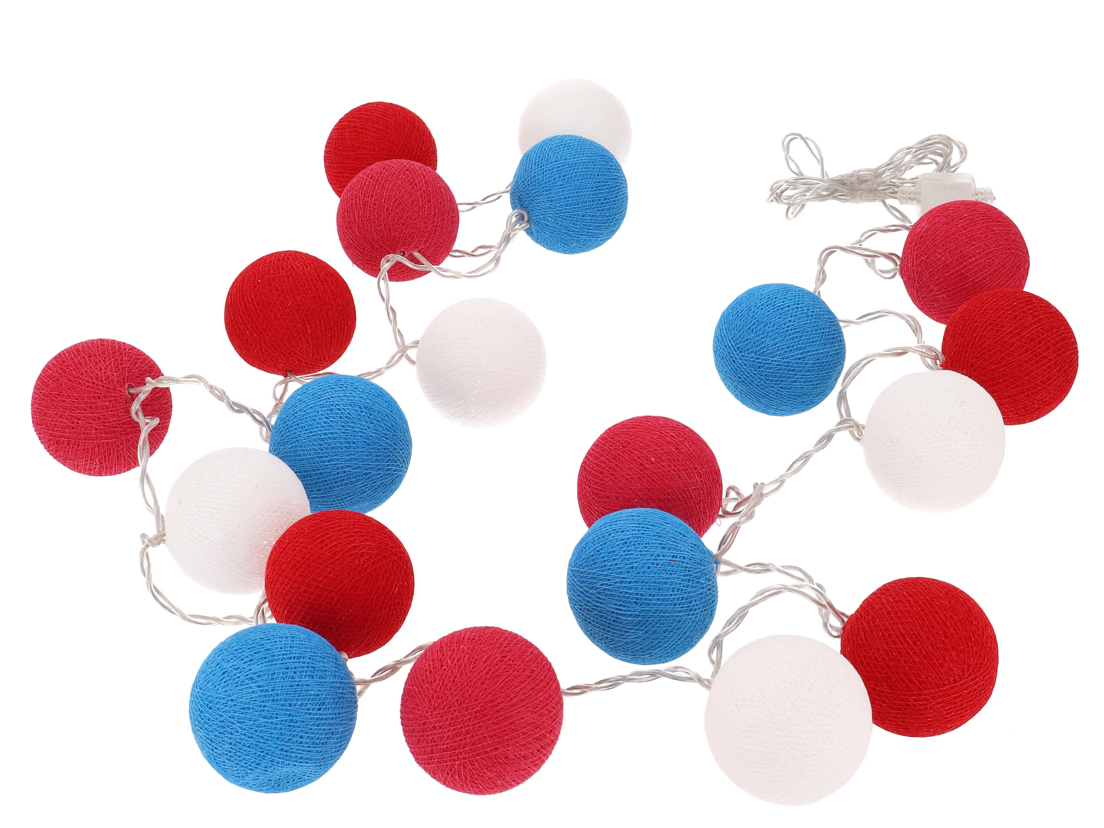 Guru-Shop LED-Lichterkette Stoff Ball Lichterkette, 20`er LED Kugel..