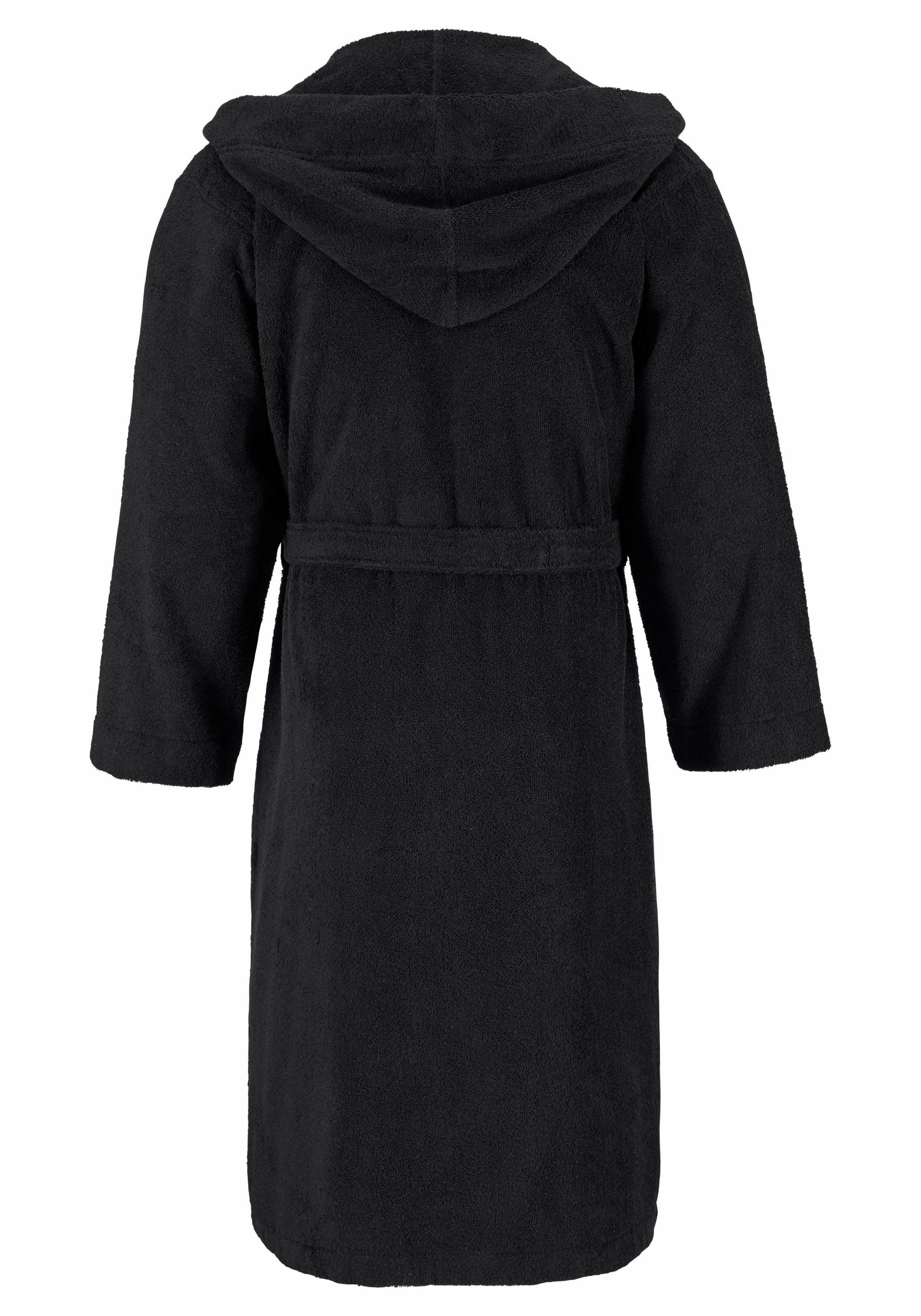 Bruno Banani Unisex-Bademantel Robby, ideal für Sauna & Spa, Standardlänge & Überlänge, Langform, Walkfrottee, Kapuze, Gürtel, Damen & Herren Bademäntel, Baumwolle, mit Taschen, Sauna, XS-3XL