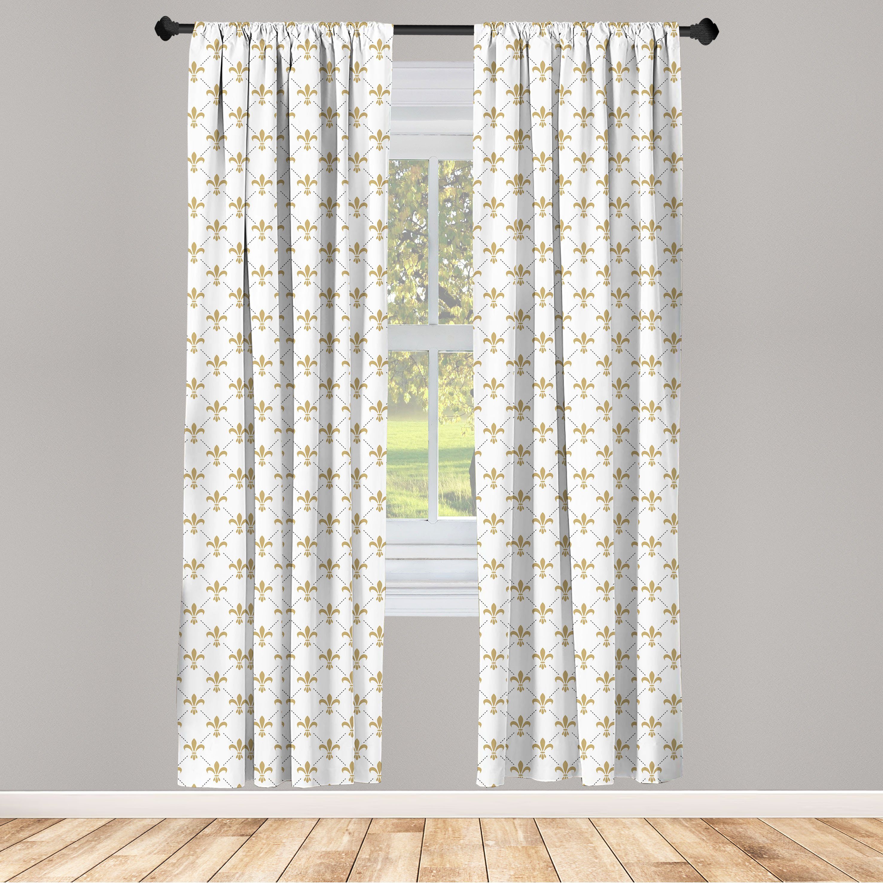 Gardine Vorhang für Wohnzimmer Schlafzimmer Dekor, Abakuhaus, Microfaser, Blume Vintage Style Lilien