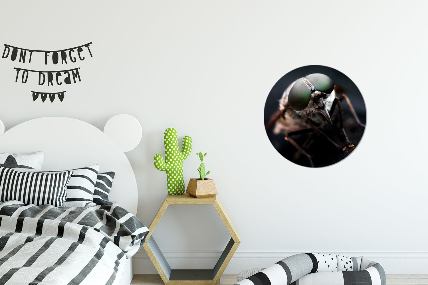 Insekten für MuchoWow Wohnzimmer Kinderzimmer, Rund, Tiere Tapetenkreis St), - Wandsticker - Tapetenaufkleber, Fliege (1