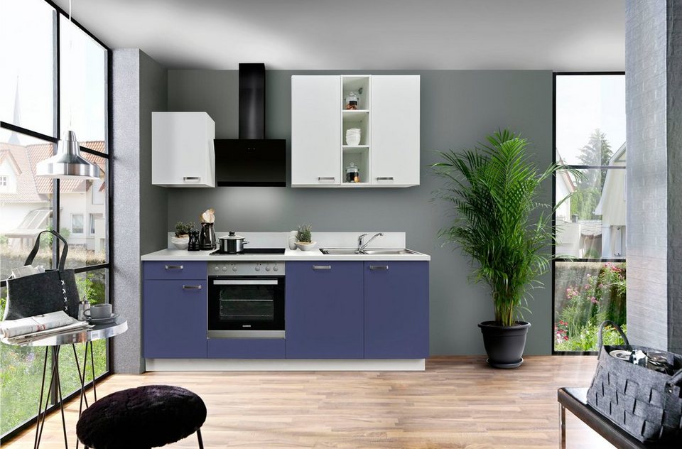 Express Küchen Küchenzeile Bari, mit Soft-Close-Funktion und Vollauszug,  vormontiert, Breite 220 cm, Vormontiert, dadurch besonders aufbau- und  montagefreundlich