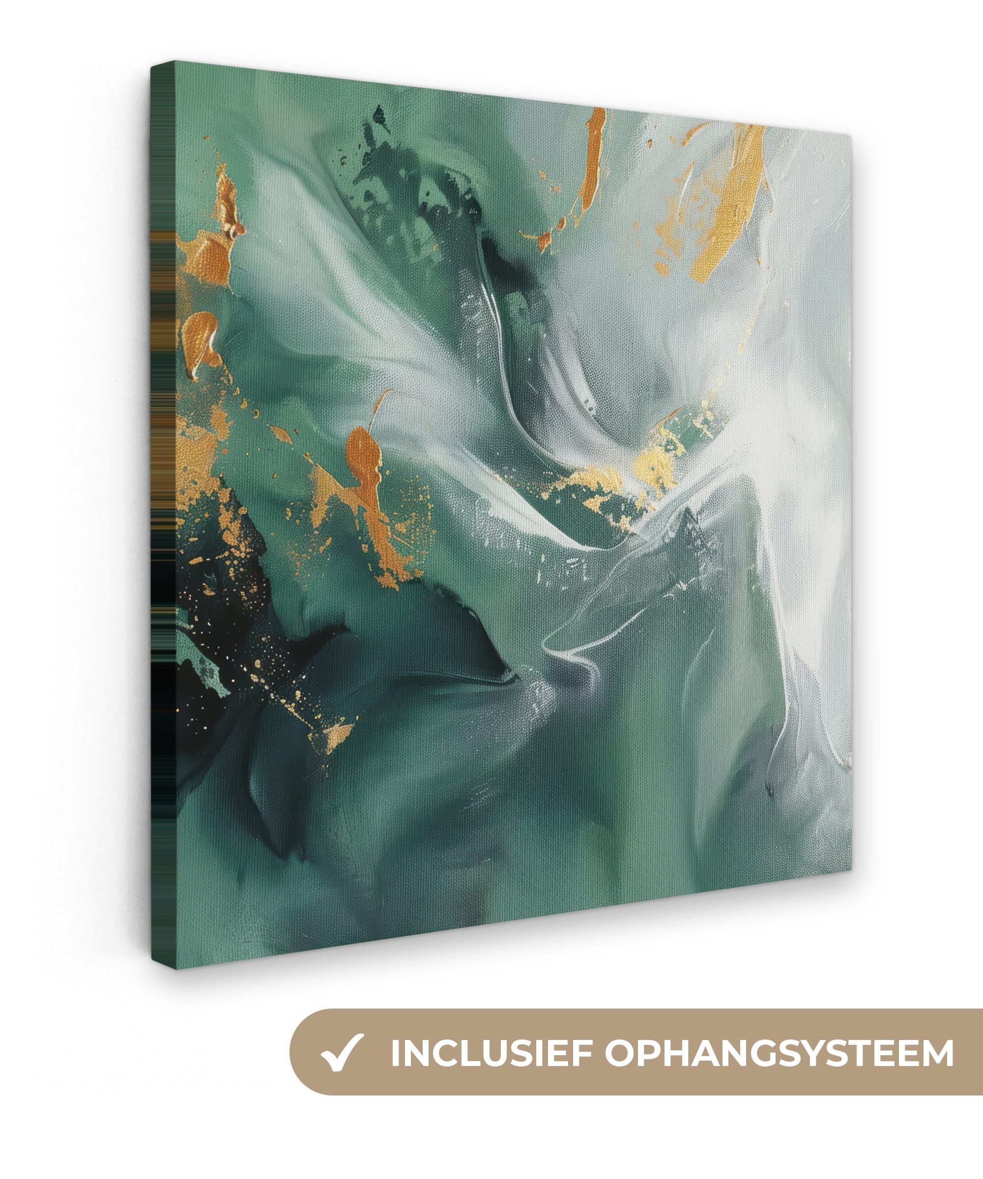 OneMillionCanvasses® Leinwandbild Grün - Modern - Marmor - Abstrakt, Fotodruck (1 St), Wandbild, Deko Schlafzimmer Wohnzimmer Flur 20x20 cm