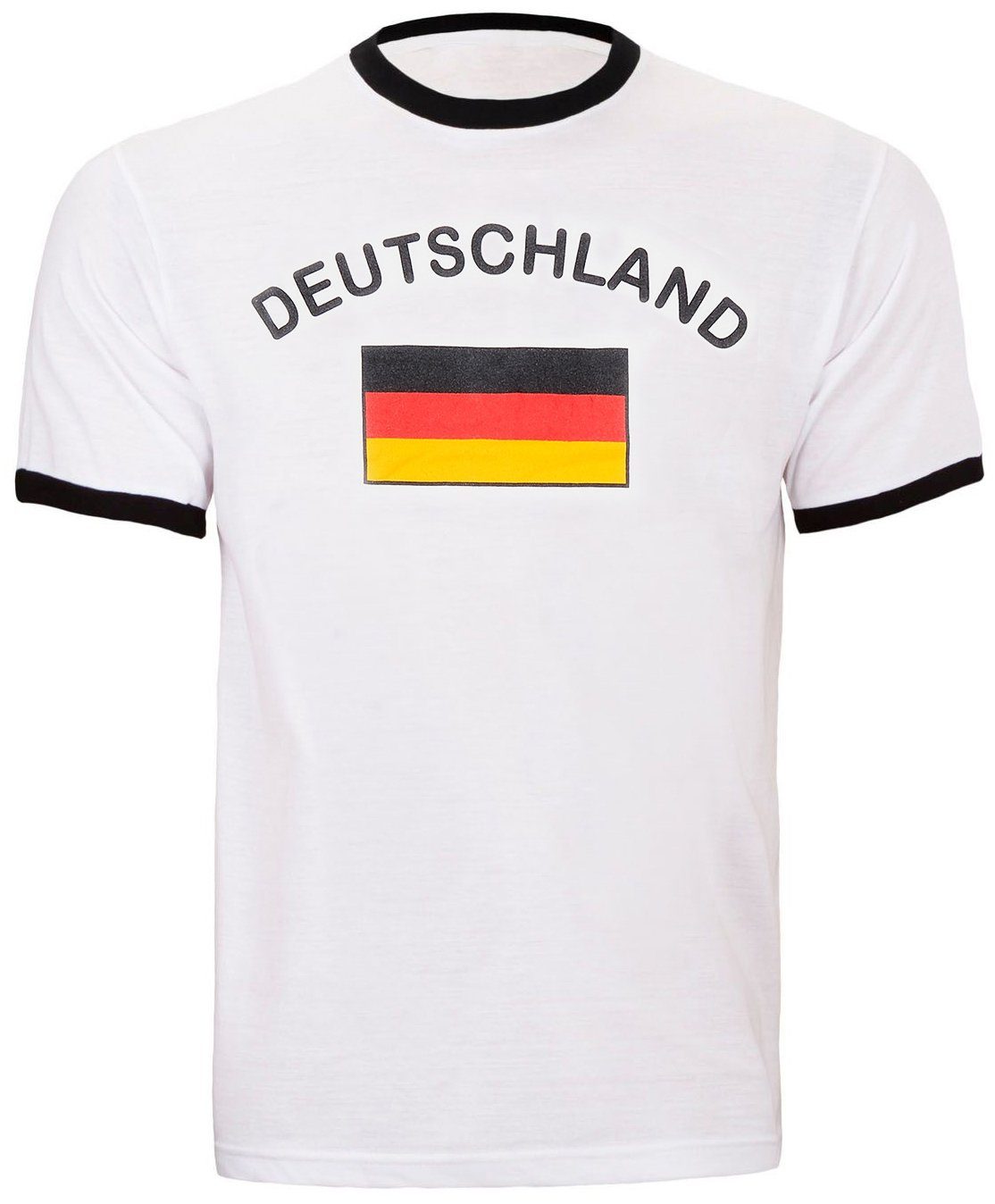 BRUBAKER T-Shirt Deutschland Shirt Weltmeisterschaft Unisex (Stadion Trikot aus Baumwolle als Fan Geschenk, 1-tlg., mit Germany Flagge - Weiß) EM 2024 T-Shirt für Herren und Damen