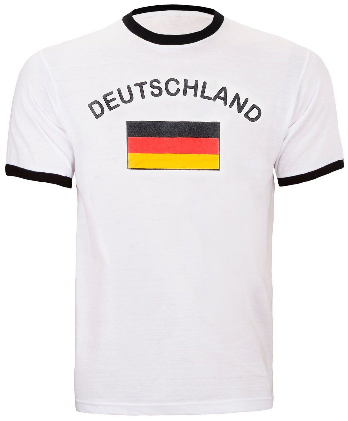 BRUBAKER T-Shirt Deutschland Shirt Weltmeisterschaft Unisex (Stadion Trikot  aus Baumwolle als Fan Geschenk, 1-tlg., mit Germany Flagge - Weiß) EM 2024 T -Shirt für Herren und Damen