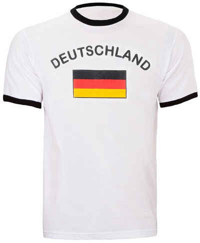 BRUBAKER T-Shirt Deutschland Shirt Weltmeisterschaft Unisex (1-tlg) WM 2022 T-Shirt für Herren und Damen - Stadion Trikot aus Baumwolle als Fan Geschenk mit Germany Flagge - Weiß