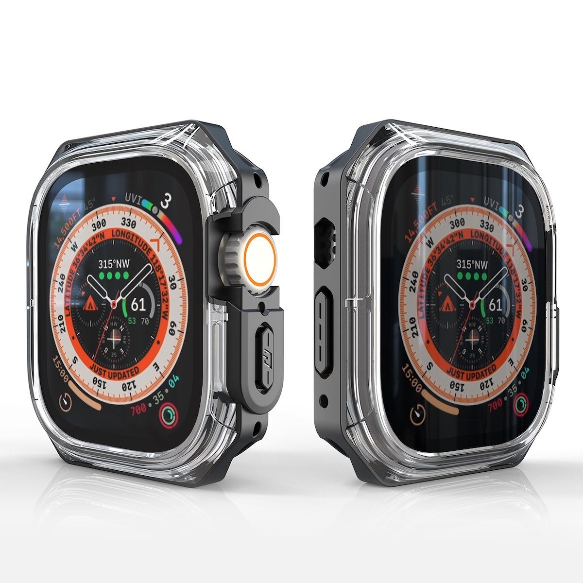 Wigento Smartwatch-Hülle Für Apple Watch Ultra 1 + 2 49mm Uhr Gehäuse Schutz Case Hülle Schwarz