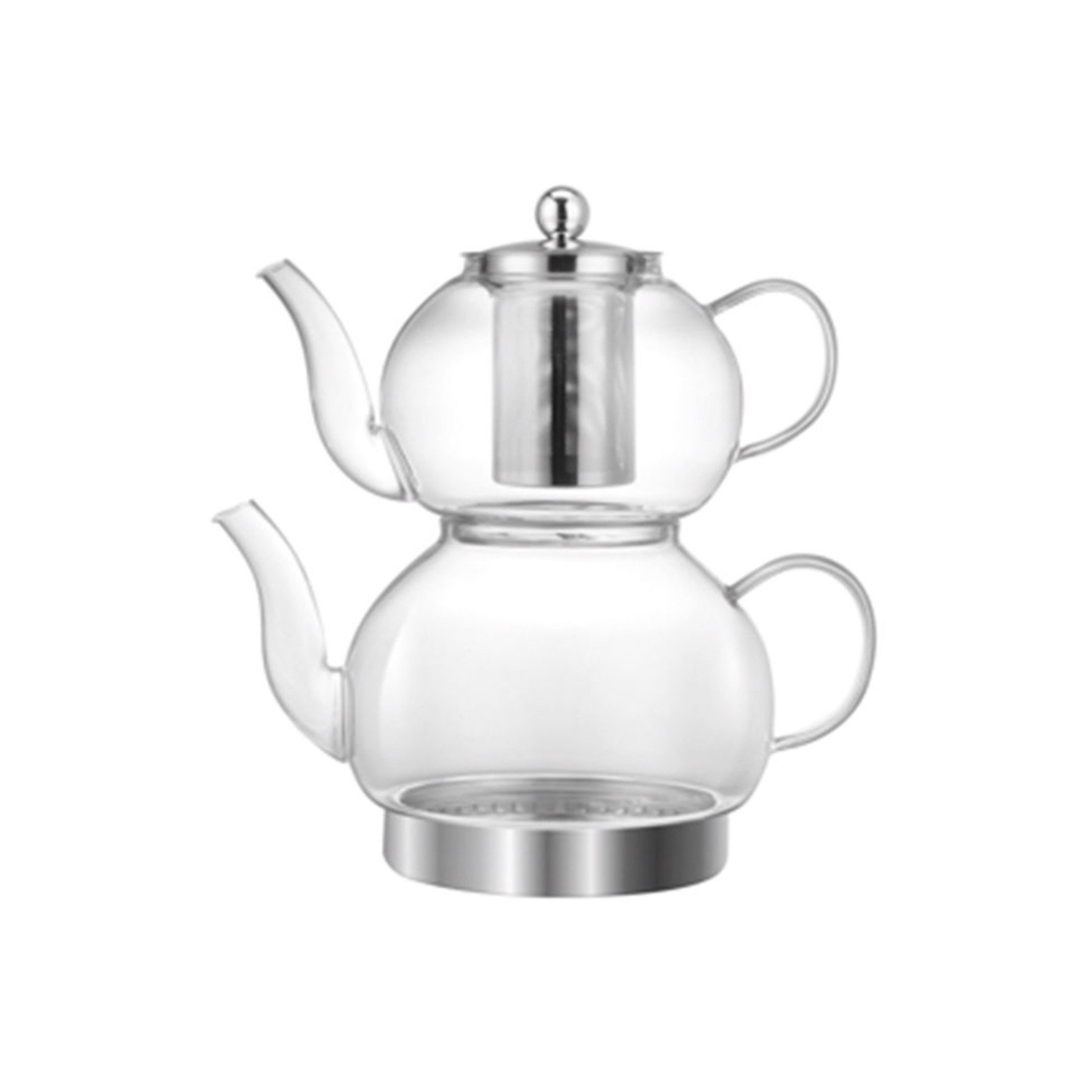 Asphald Teekanne Glas-Teekanne 1,0 / 2,0 L Induktion geeignet incl Teesieb, 1 l, (Set), Gold Sieb