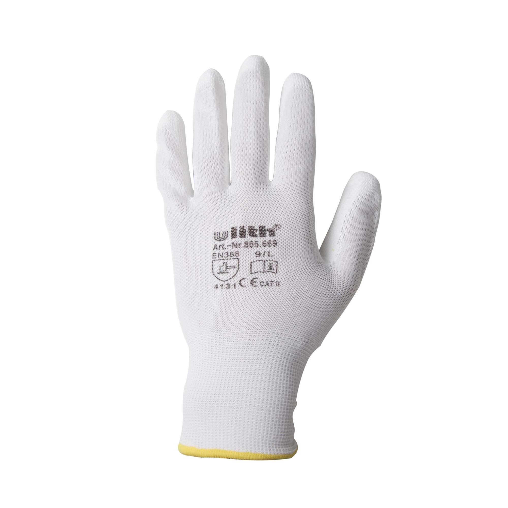 Größe Handschuhe Arbeitshandschuhe / Nylon Scorprotect® weiß Feinstrick PU 9 Arbeitshandschuhe